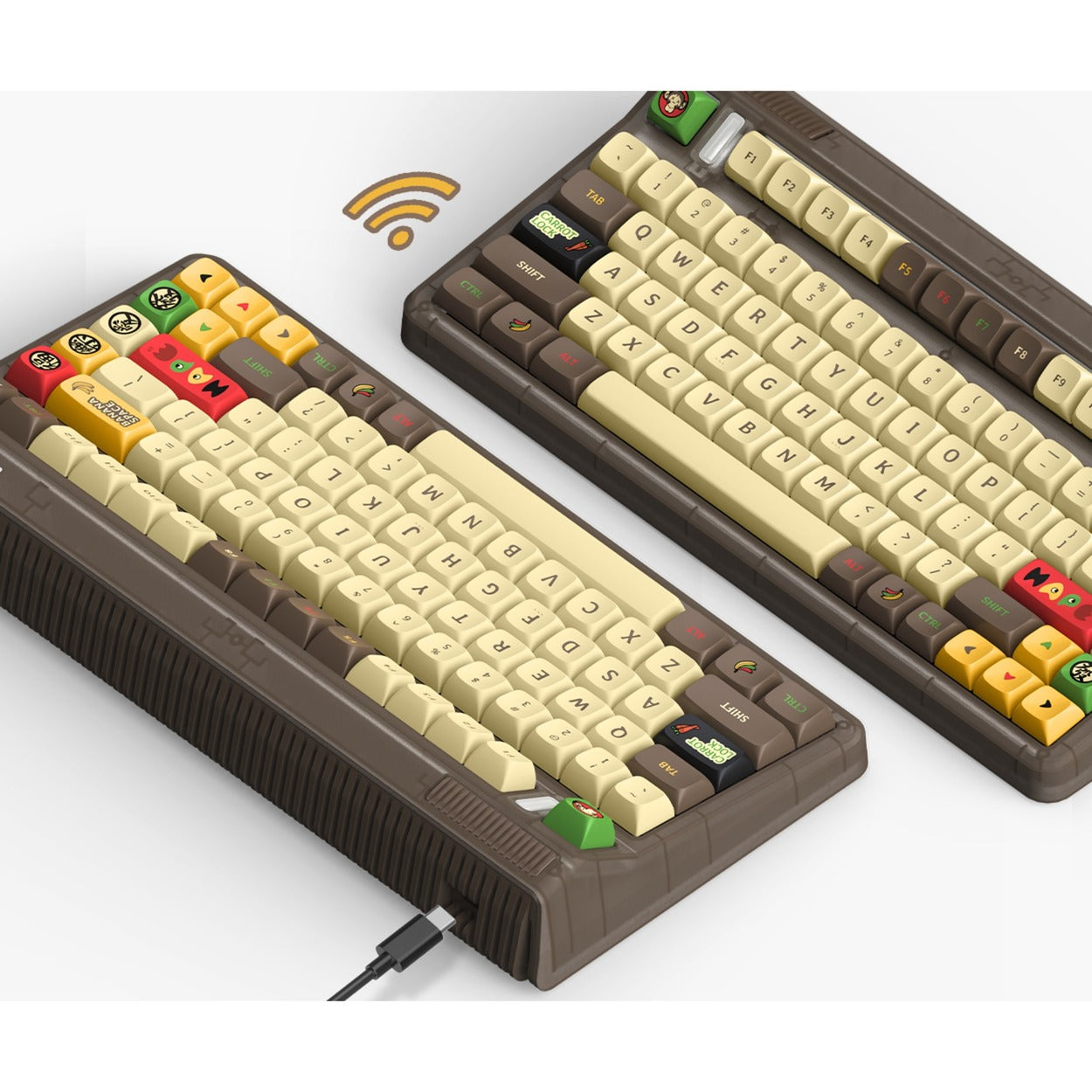 Iqunix og80 happy ape wireless mechanical keyboard (zwart, us lay-out (qwerty), iqunix moonstone, 80% (tkl), rgb leds, hot-swappable, pbt, 2.4ghz | bluetooth 5.1 | usb-c)