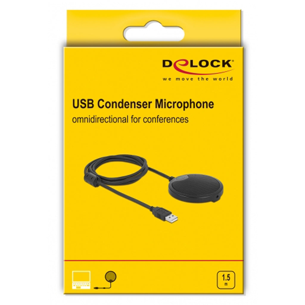 Delock usb condenser microphone omnidirectional for conferences microfoon (zwart)