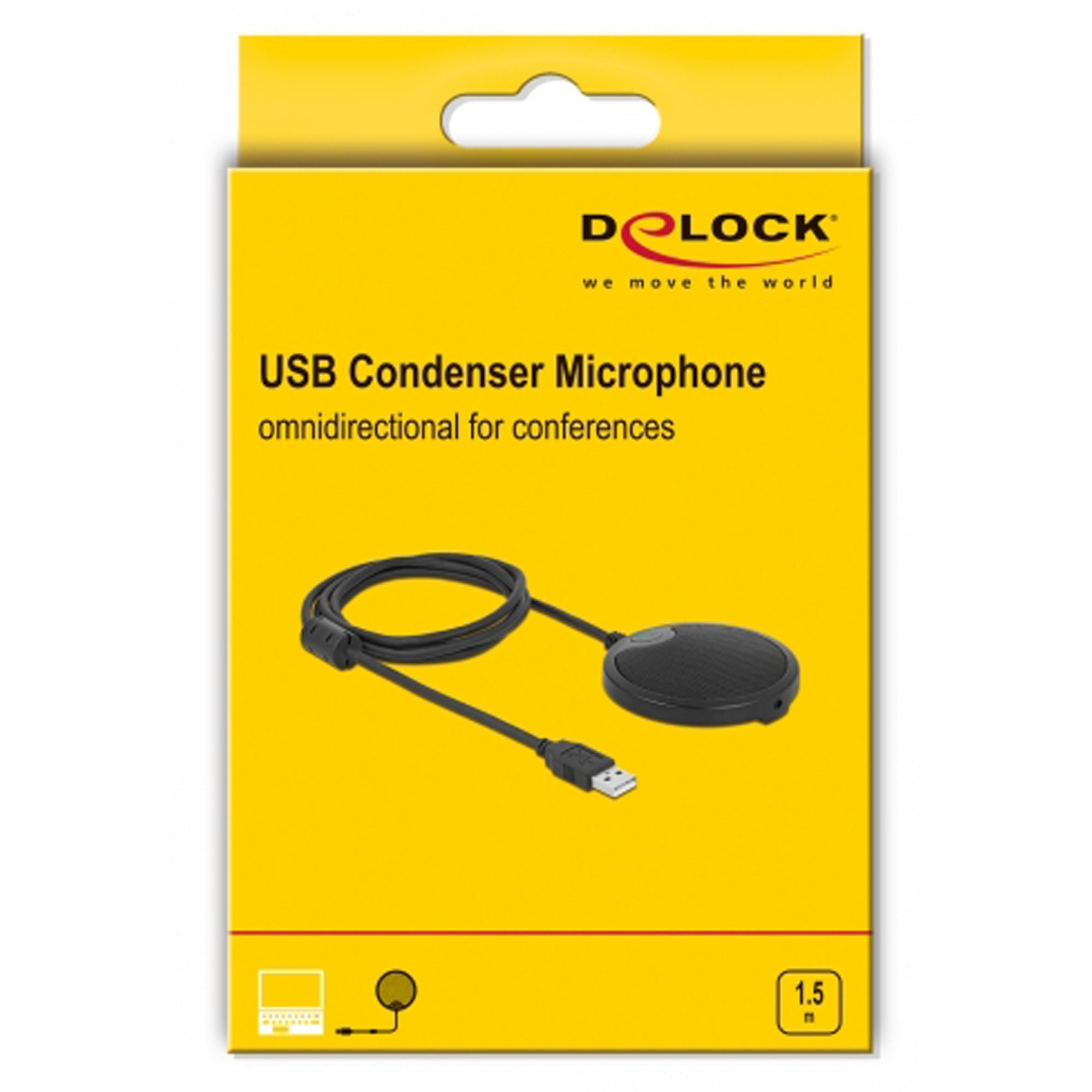 Delock usb condenser microphone omnidirectional for conferences microfoon (zwart)