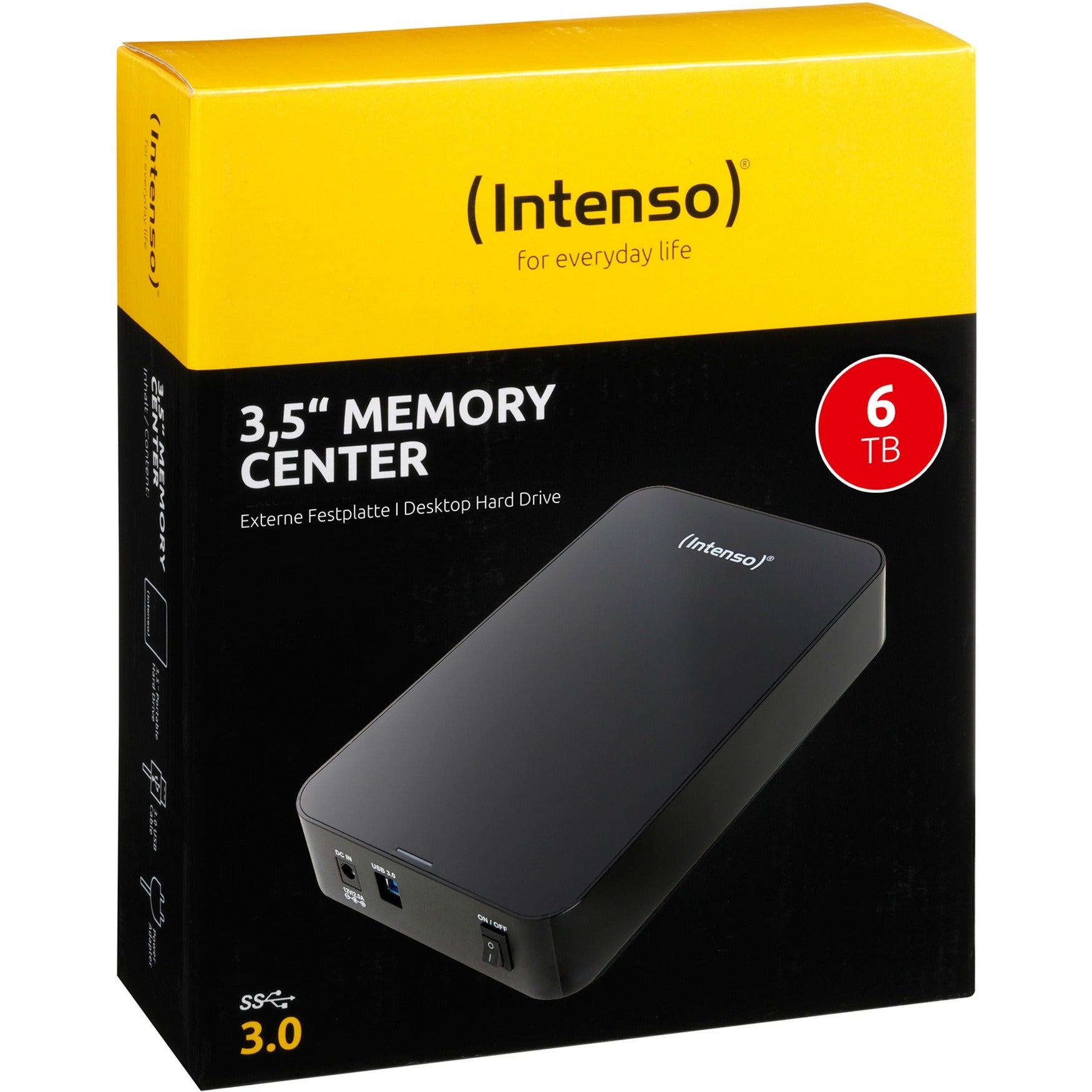 Intenso memory center 3,5 , 6 tb externe harde schijf (zwart, usb 3.0)