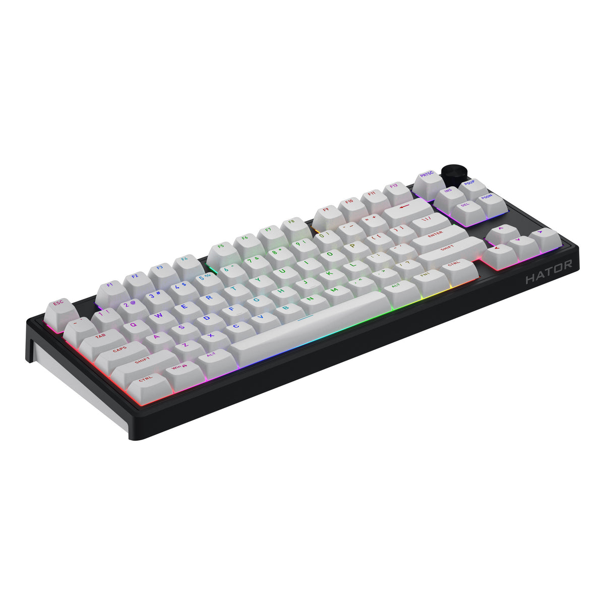 Hator skyfall wireless rgb mechanisch gaming toetsenbord (zwart, us lay-out (qwerty), hator aurum lemon, 80% (tkl), rgb, double shot abs, hot-swap, 2.4ghz | bluetooth | usb-c)