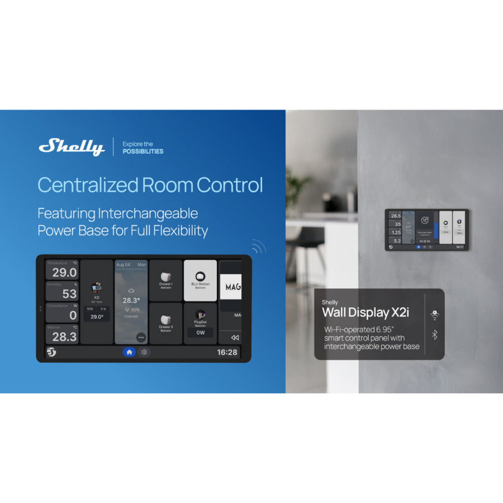 Shelly wall display x2i bedieningspaneel (zwart, touchscreen, wi-fi 6, bluetooth 5.4)