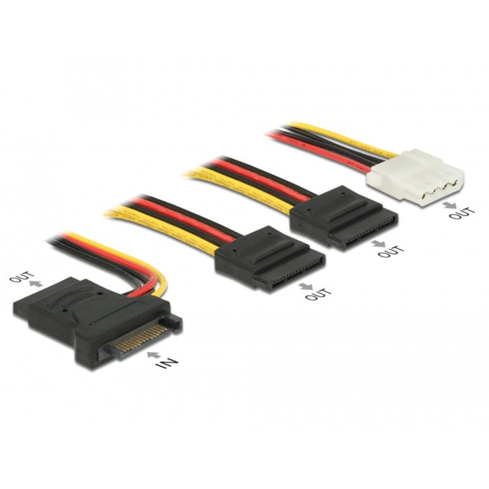 DeLOCK SATA 15 Pin Stecker > 3 x SATA Buchse + 1 x Molex