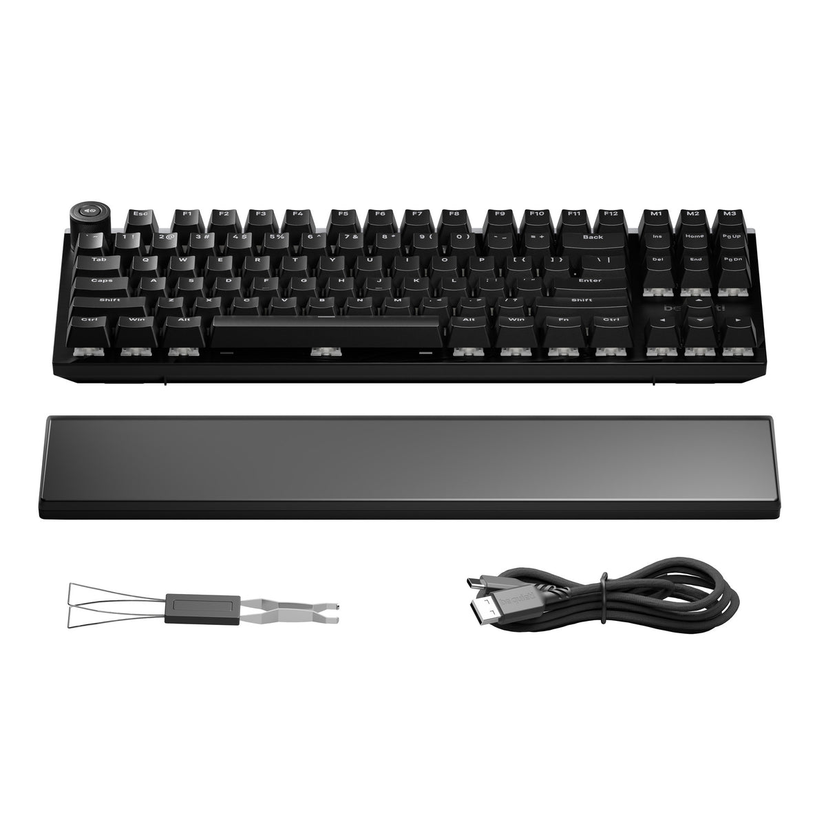 Be quiet! light mount tkl rgb mechanisch gaming toetsenbord (zwart, us lay-out (qwerty), silent v2 linear, 80% (tkl))