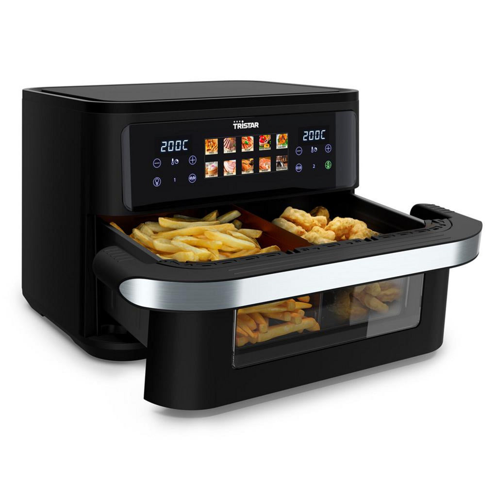 Tristar fr-9078 dualzone flex airfryer heteluchtfriteuse (zwart, 10 liter, 2800 watt)