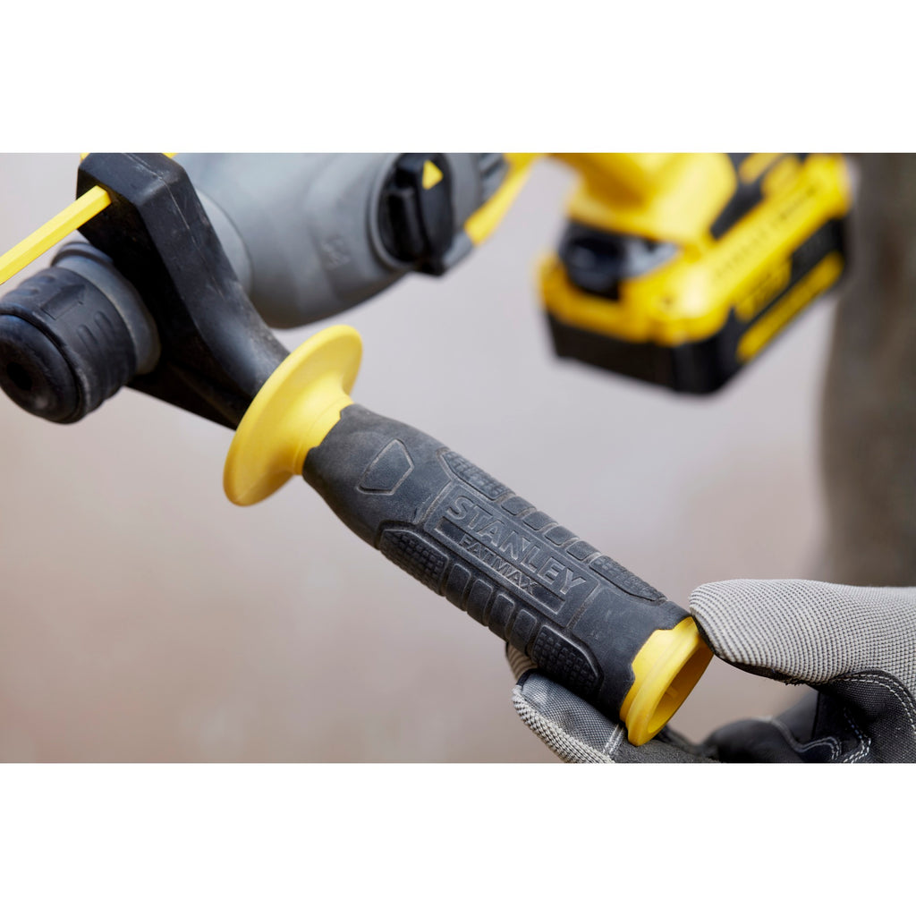 Stanley fatmax v20 18v borstelloze accu hamerboorcombokit boorhamer (geel zwart, sds+, 2 accu's en lader inbegrepen, met koffer)