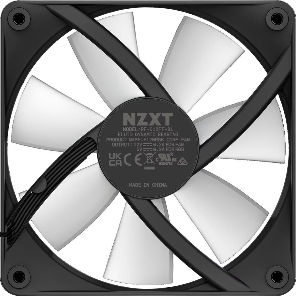 Nzxt f120 rgb core case fan (zwart, 120 x 120 x 26 mm, pwm, zonder controller)