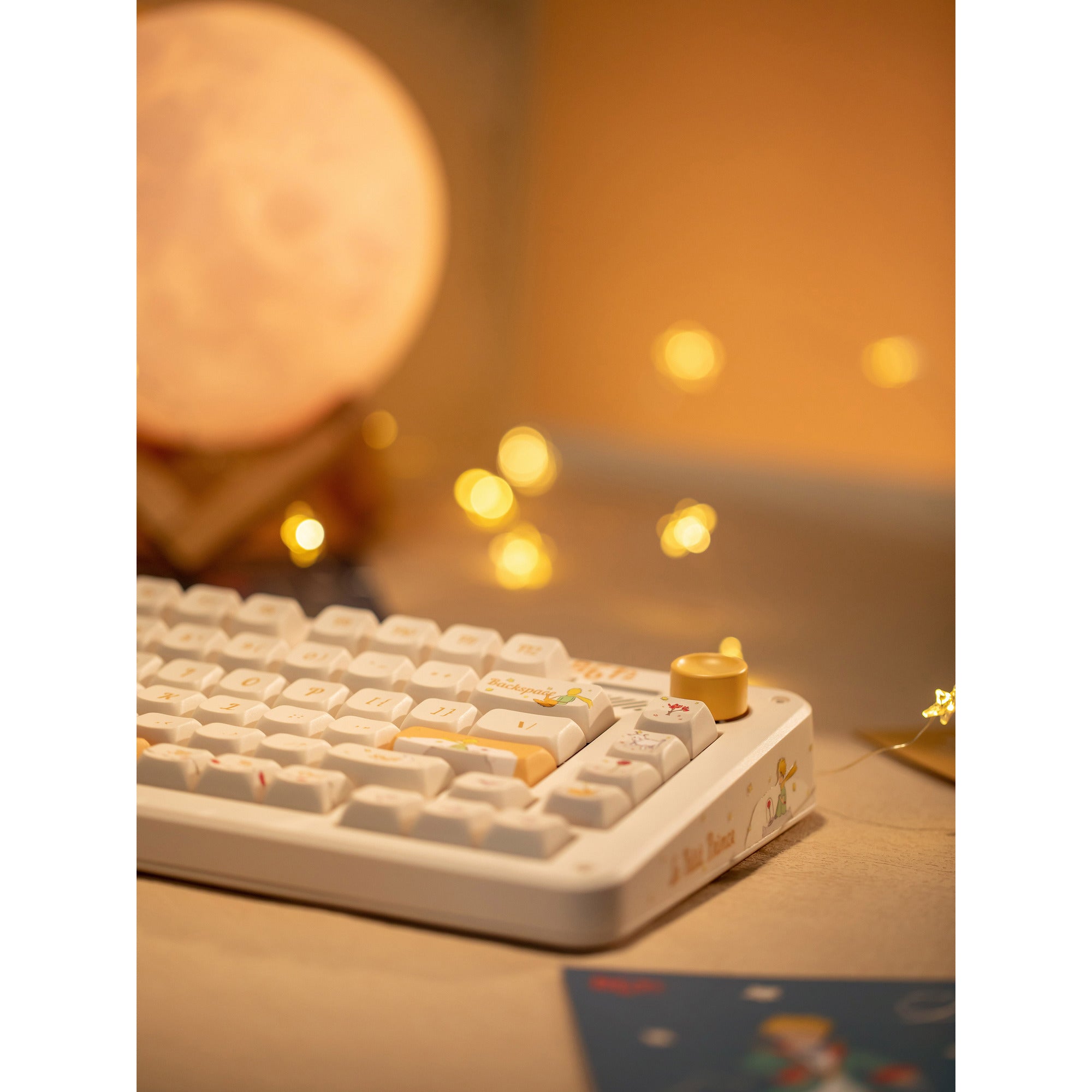 Iqunix zx75 sunset ponder wireless mechanical keyboard (lichtgeel, us lay-out (qwerty), iqunix silent rose, 75%, rgb leds, hot-swappable, double-shot pbt, 2.4ghz | bluetooth 5.1 | usb-c)