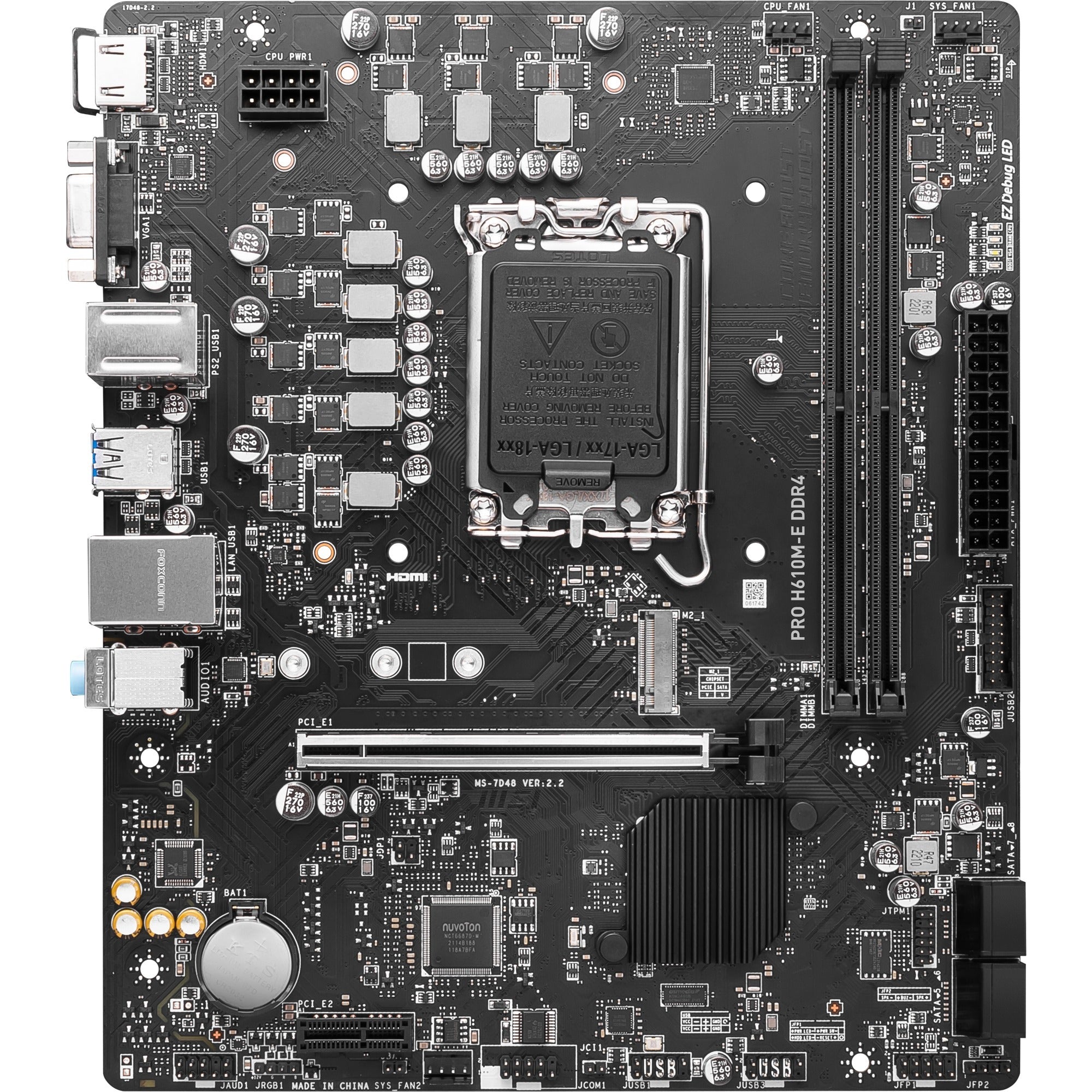 Msi pro h610m-e ddr4 socket 1700 moederbord (zwart, gb-lan, sound, µatx)