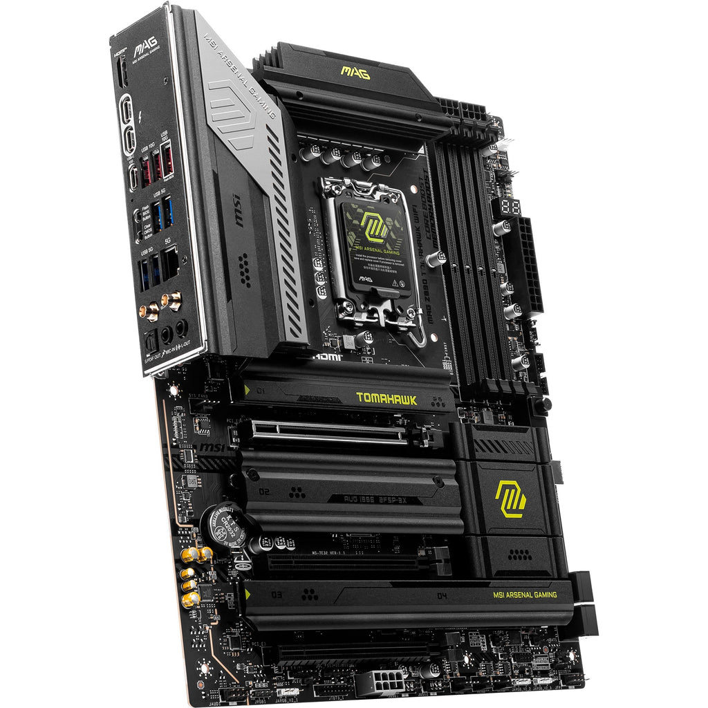 Msi mag z890 tomahawk wifi socket 1851 moederbord (zwart geel, raid, 5gb-lan, wi-fi 7, bt, sound, atx)