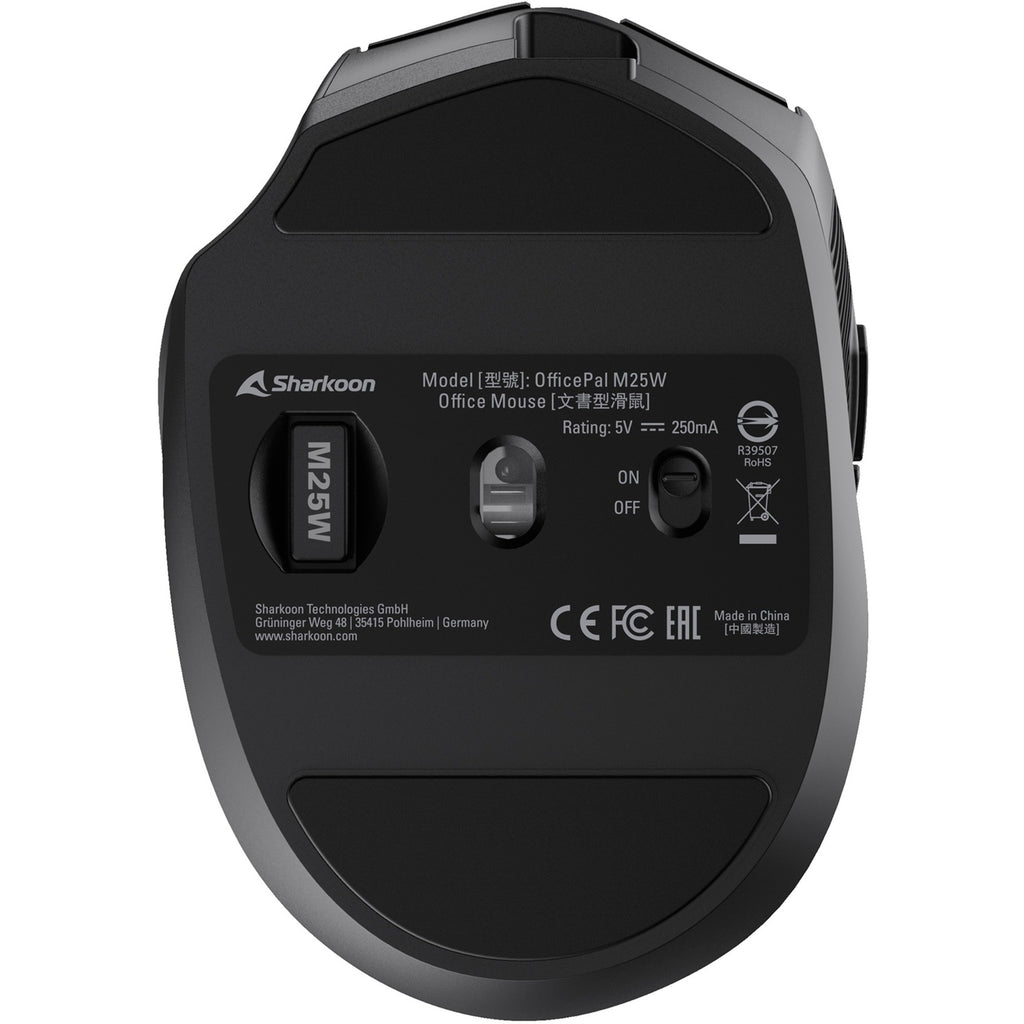 Sharkoon officepal m25w muis (zwart, 400 - 4000 dpi, rgb, 2,4 ghz usb)