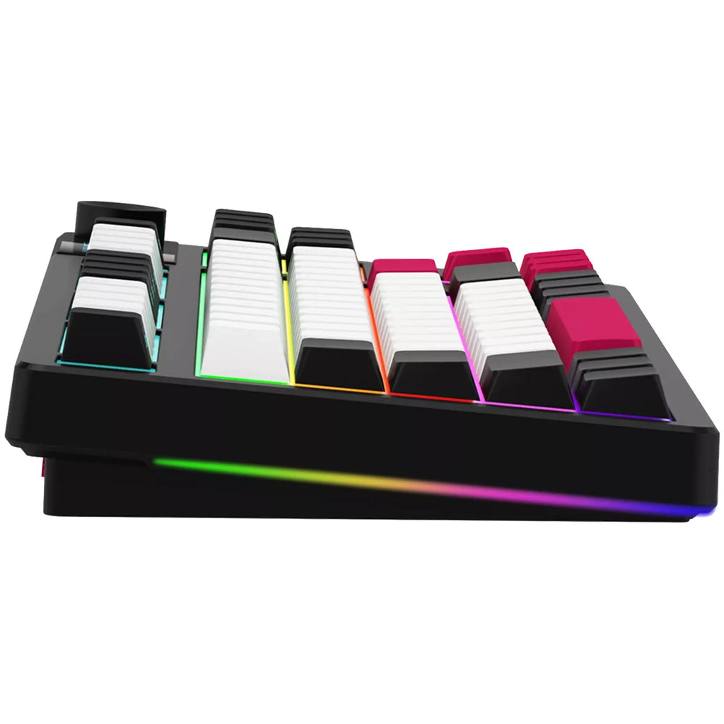 Lorgar kbp70tklw rgb mechanisch gaming toetsenbord (zwart, us lay-out (qwerty), logar toxic purple, 80% (tkl), rgb, hot-swappable, pbt double-shot, bluetooth | 2.4ghz | usb)
