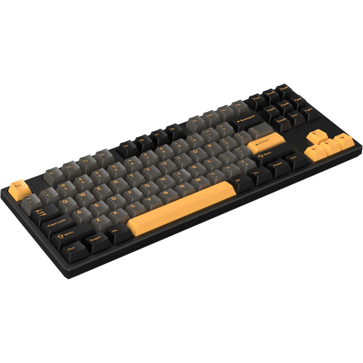 Helloganss hs87t gg01, toetsenbord (wit, us lay-out, gateron yellow, tkl, rgb leds, pbt doubleshot keycaps, hot swap, 2,4 ghz bluetooth usb-c)
