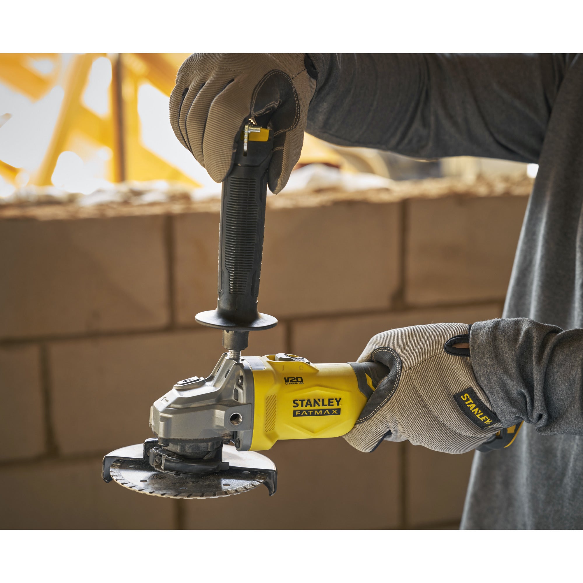 Stanley fatmax v20 18v haakse slijper 125mm (zwart geel, accu en oplader niet inbegrepen)