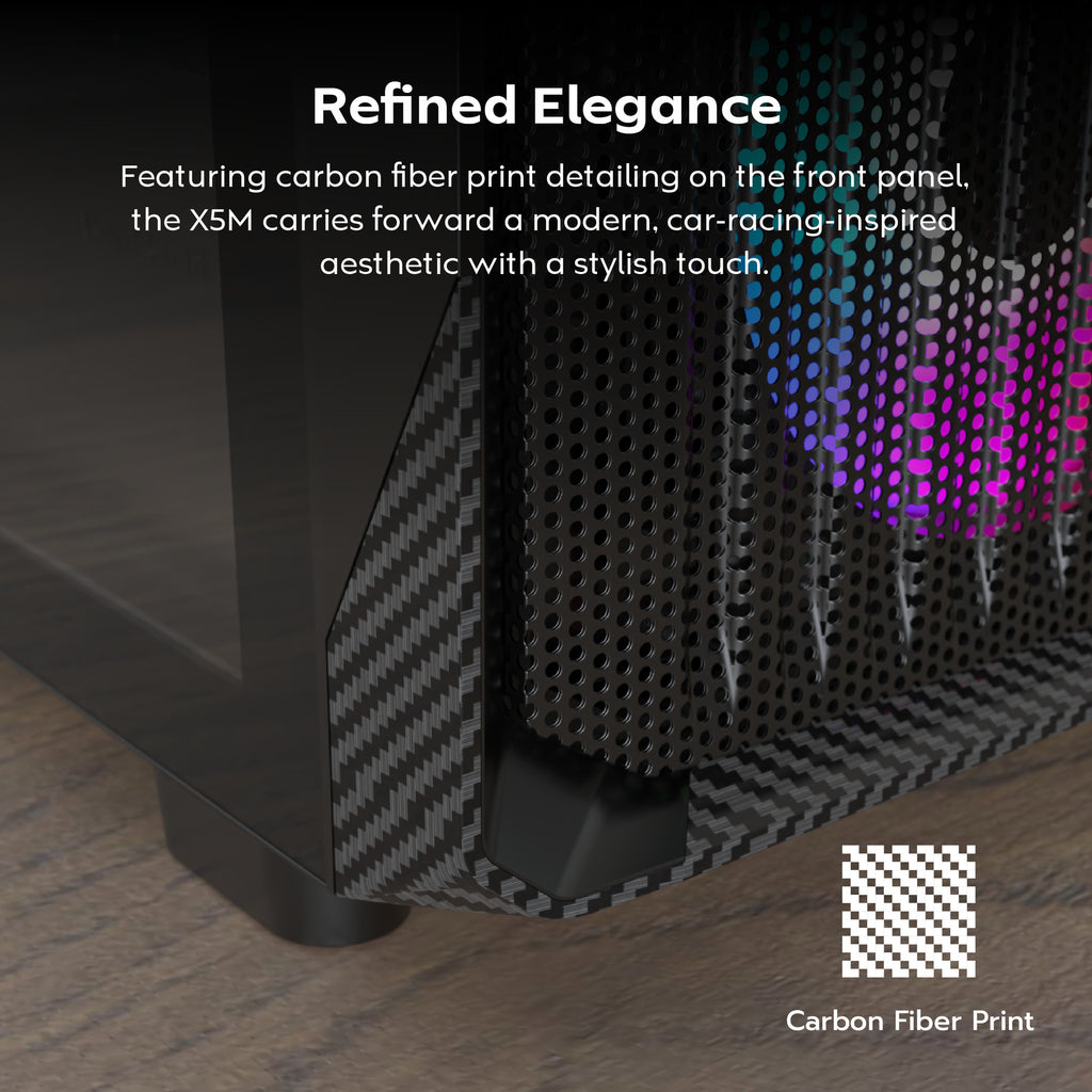 Montech x5m midi tower behuizing (zwart | 2x usb-a | 1x usb-c | rgb | tempered glass)