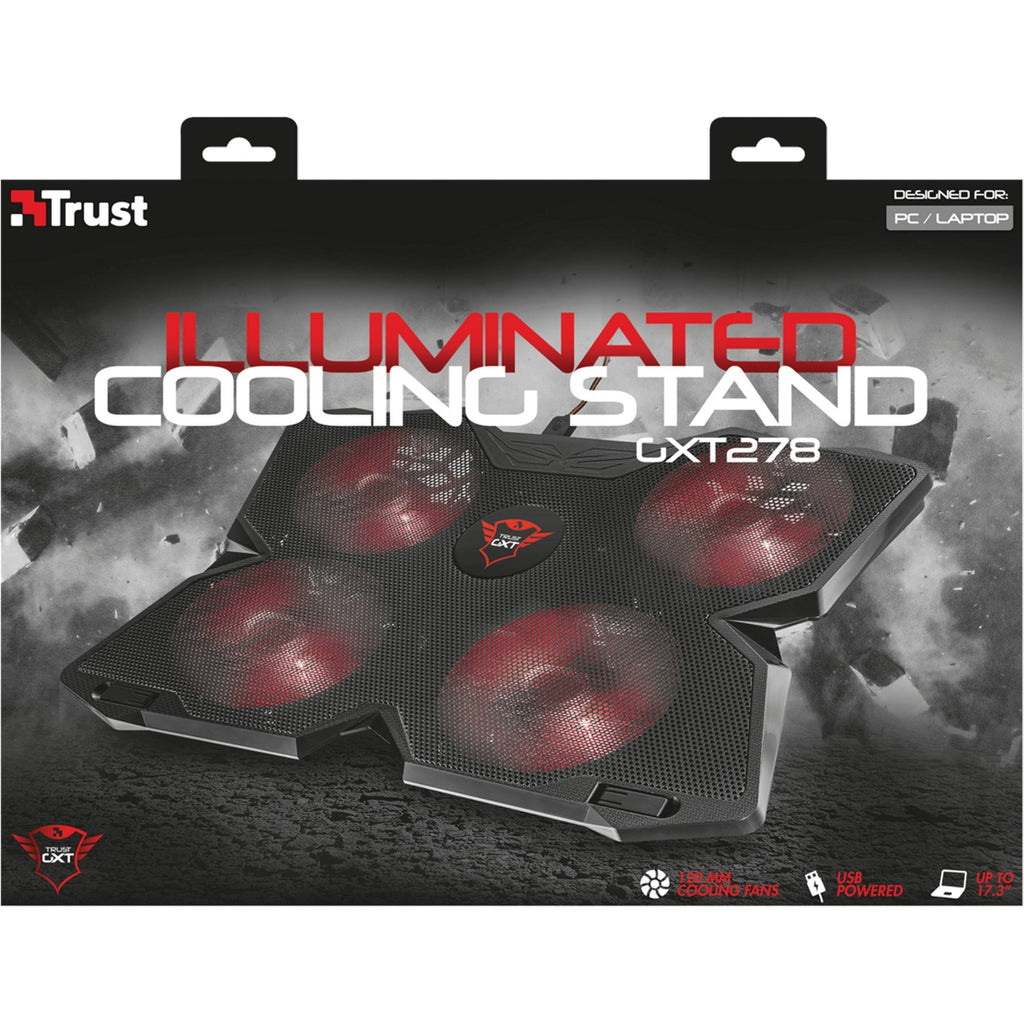 Trust gxt 278 yozu notebook cooling stand laptopkoeler (zwart, 20817, rode leds)