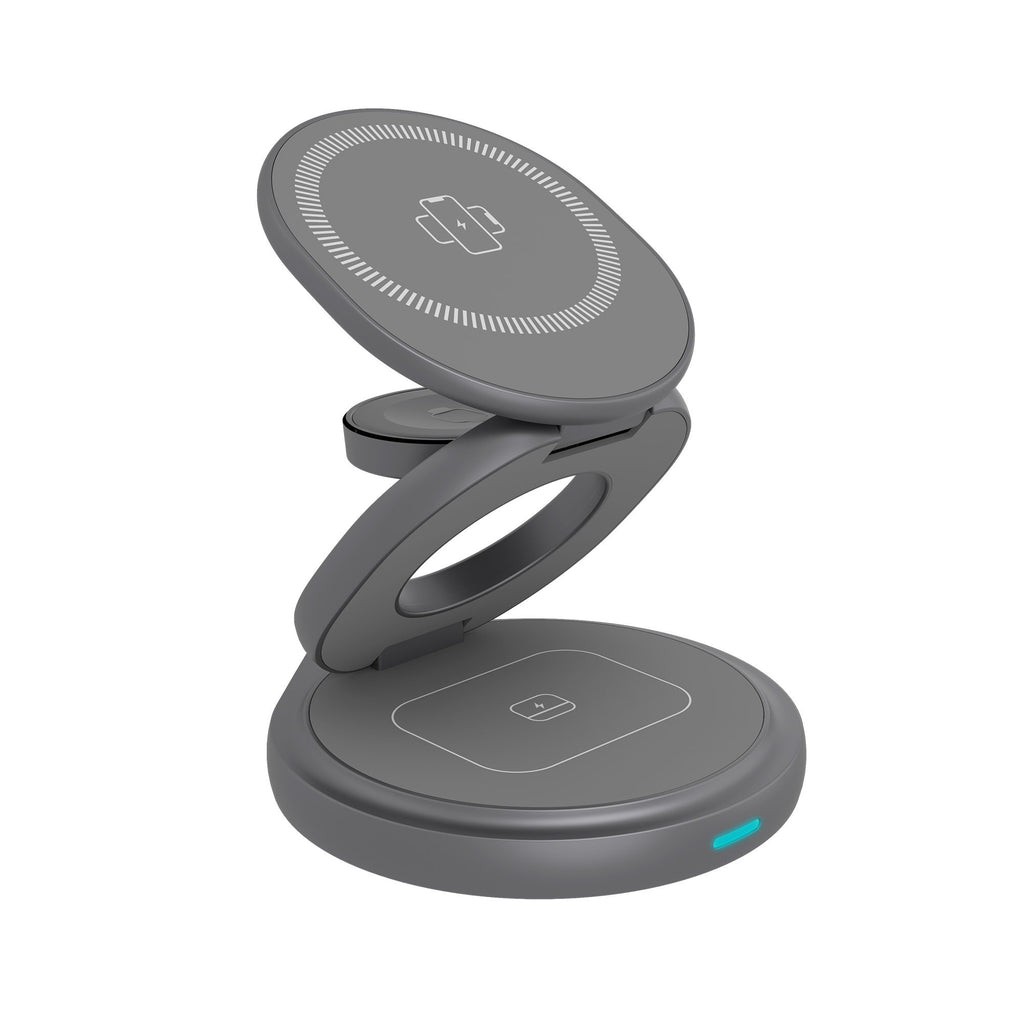 Icy box 3-in-1 opvouwbaar draadloos oplaadstation (antraciet, ib-sh101-ch)