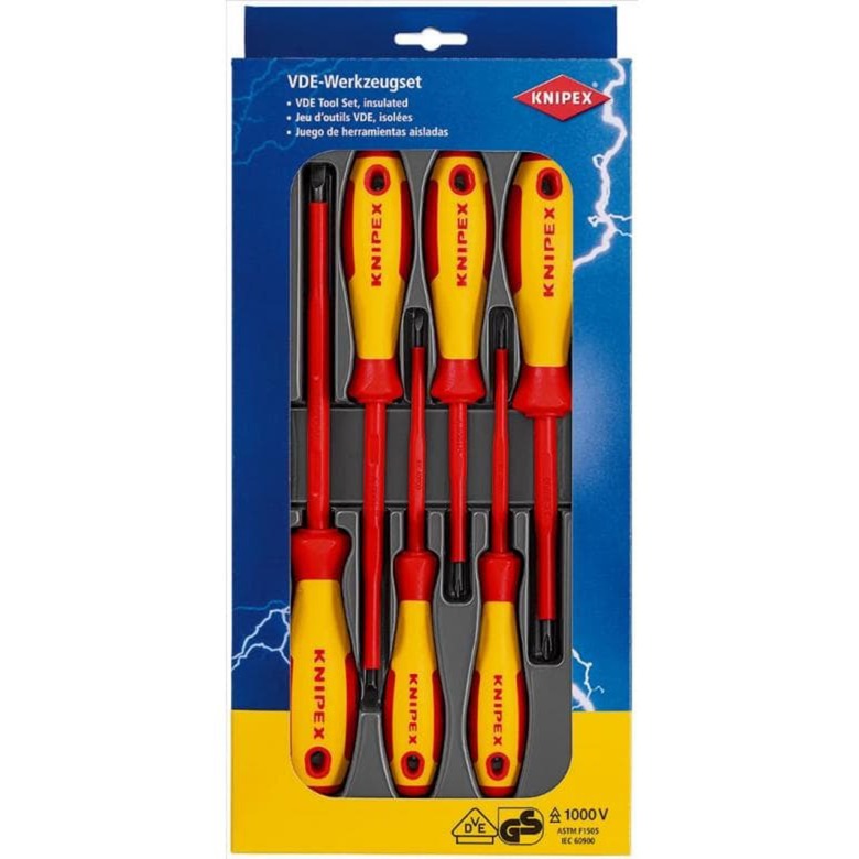 Knipex schroevendraaierset 00 20 12 v01 vde (rood geel, 6-delig)