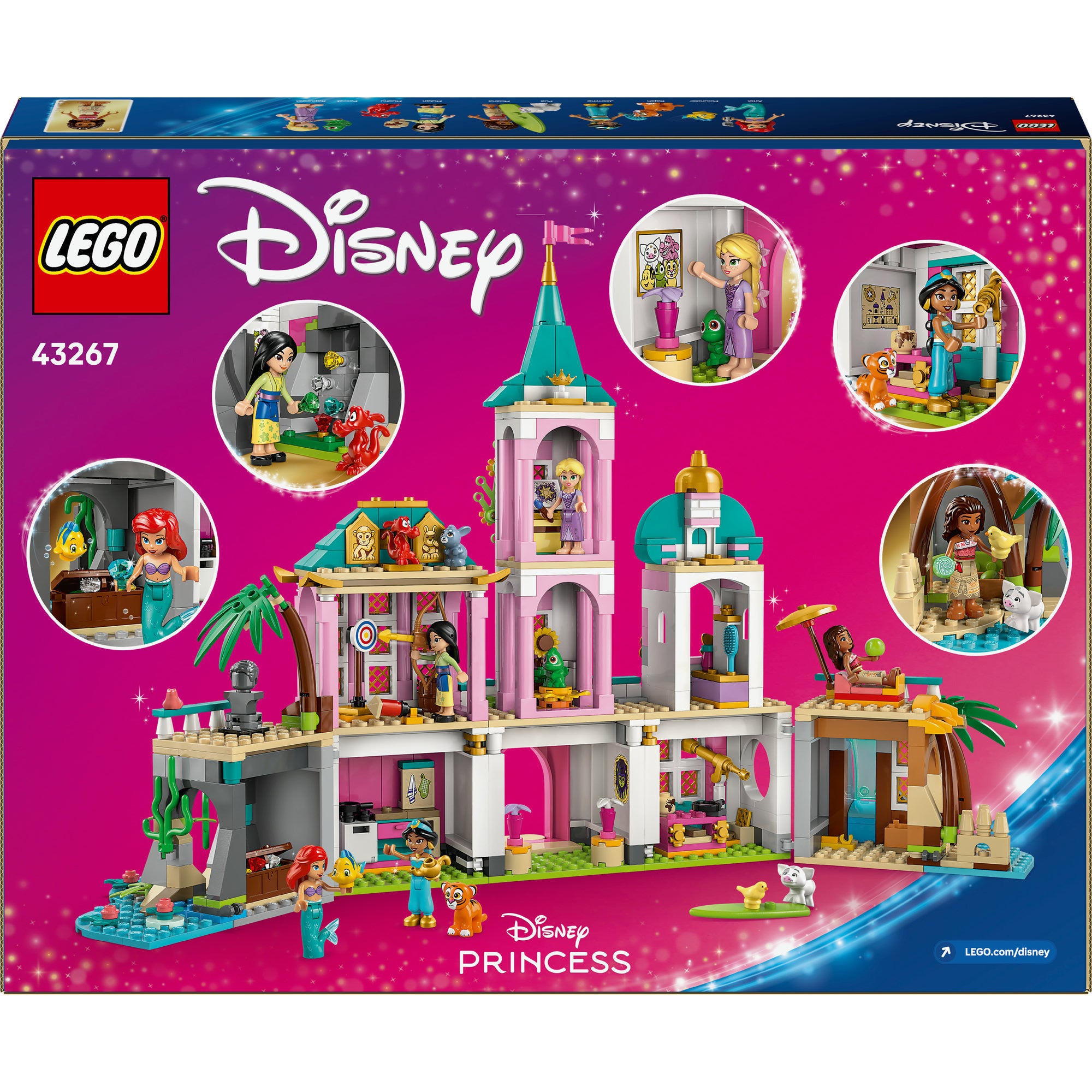 Lego disney - prinsessenkasteel en koninklijke huisdieren constructiespeelgoed (43267)