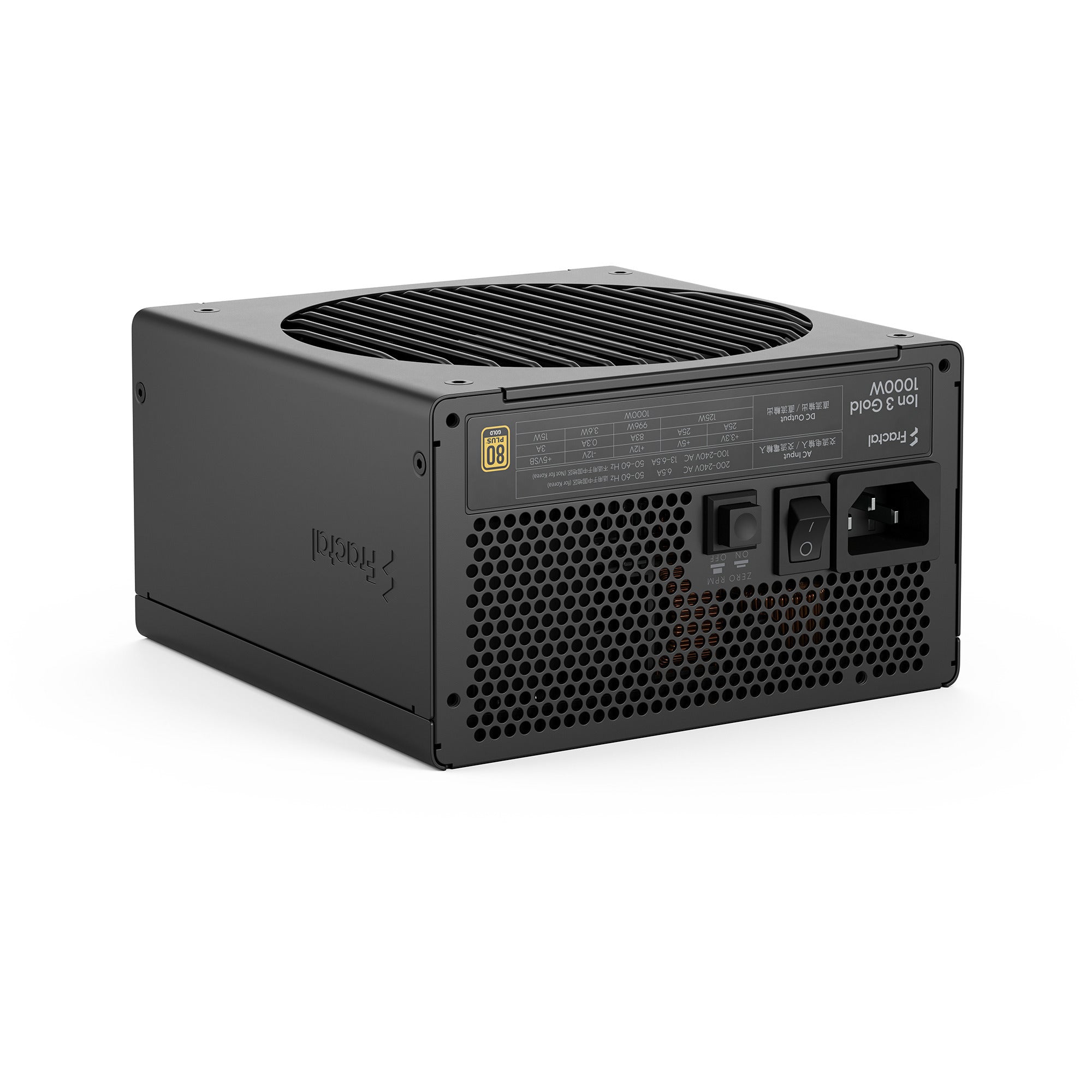 Fractal design ion gold 3 modulaire 1000 watt voeding (zwart, 1x 12v-2x6, 3x pcie)