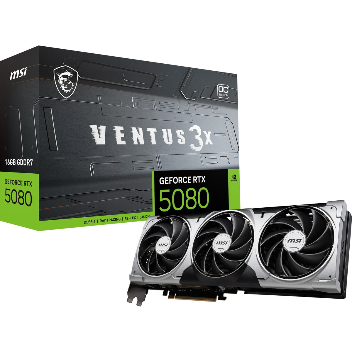 Msi geforce rtx 5080 16g ventus 3x oc grafische kaart (3x displayport, 1x hdmi)