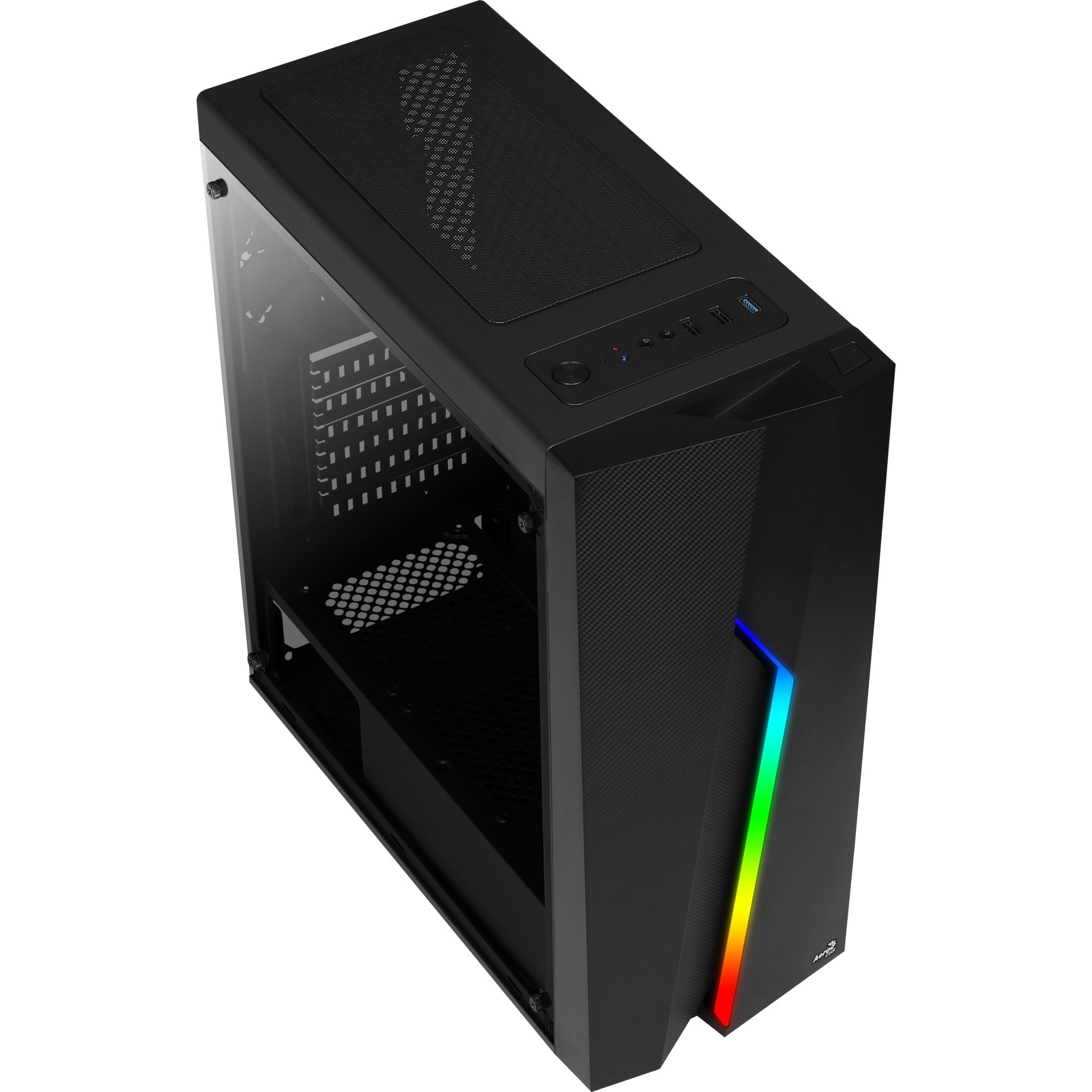 Aerocool bolt midi tower behuizing (zwart | 3x usb-a | rgb | window)