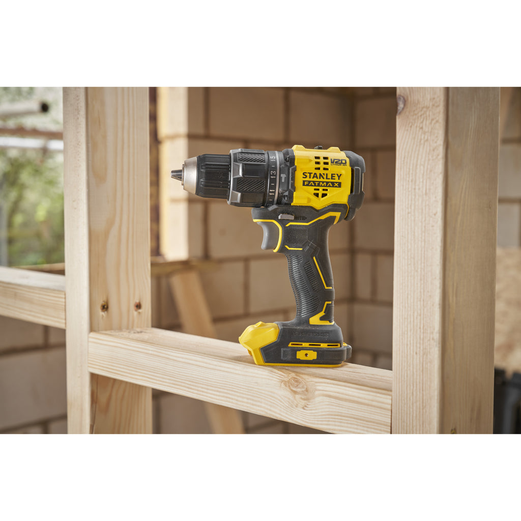 Stanley fatmax v20 18v schroefklopboormachine klopboorschroevendraaier (zwart geel, 2 accu's en oplader inbegrepen, met koffer)