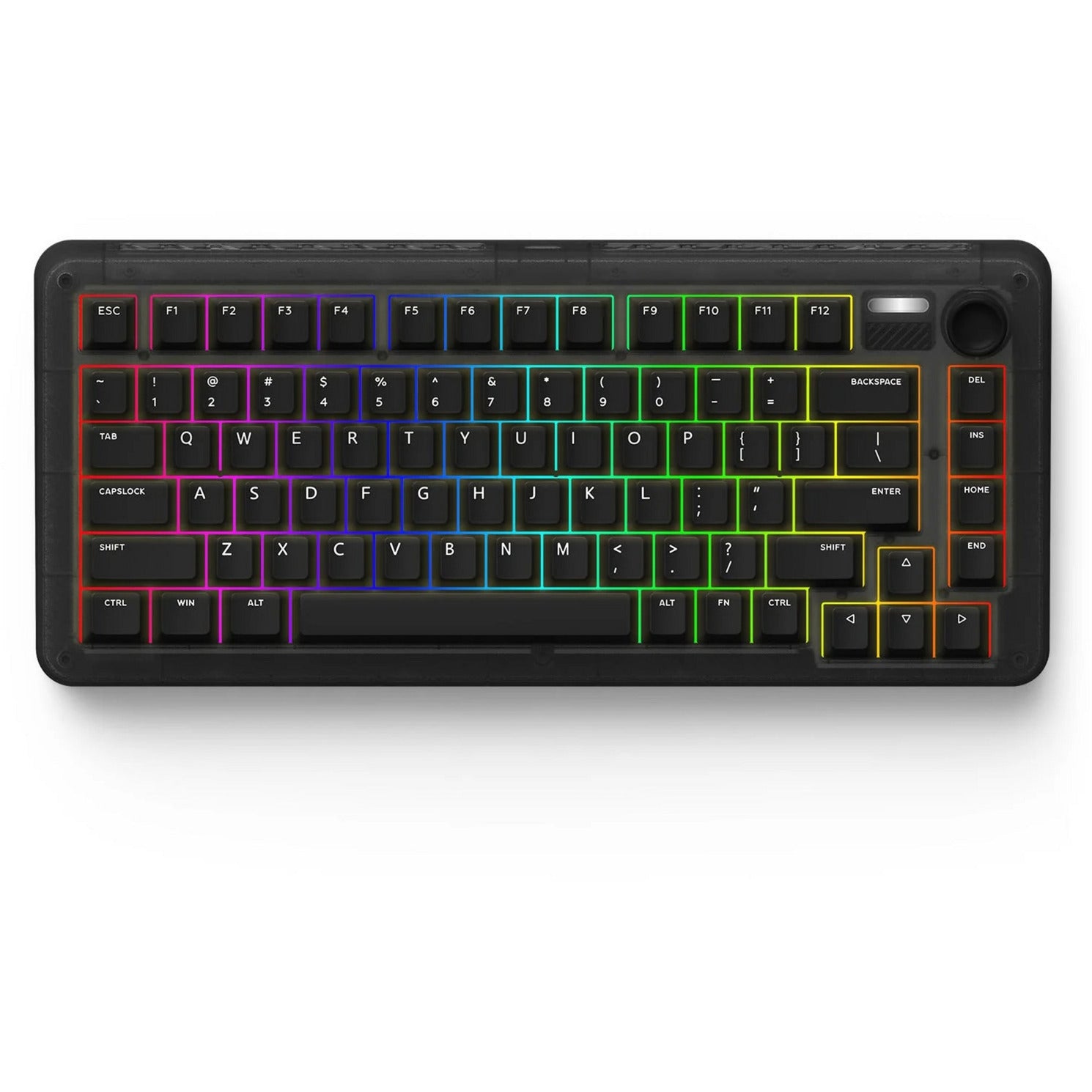 Iqunix zx75 dark side wireless mechanical keyboard (zwart, us lay-out (qwerty), gateron brown, 75%, rgb leds, hot-swappable, double-shot pbt, 2.4ghz | bluetooth 5.1 | usb-c)