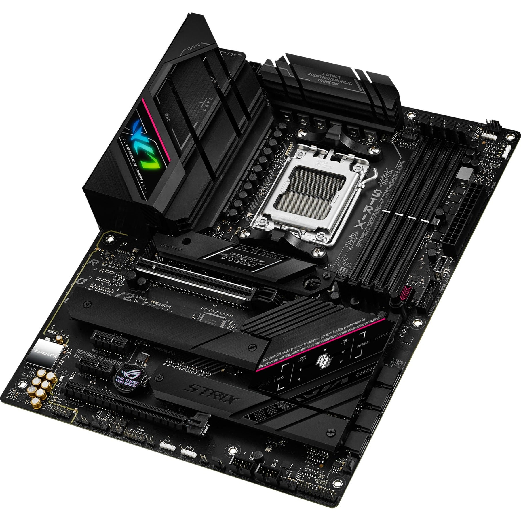 Asus rog strix b650e-f gaming wifi socket am5 moederbord (zwart, raid, 2.5 gb-lan, wi-fi 6e, bt 5.2, sound, atx)