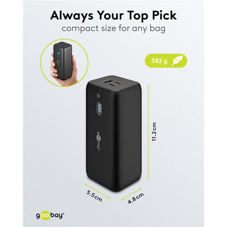 Goobay laptop powerbank (zwart, 20,000 mah, power delivery)