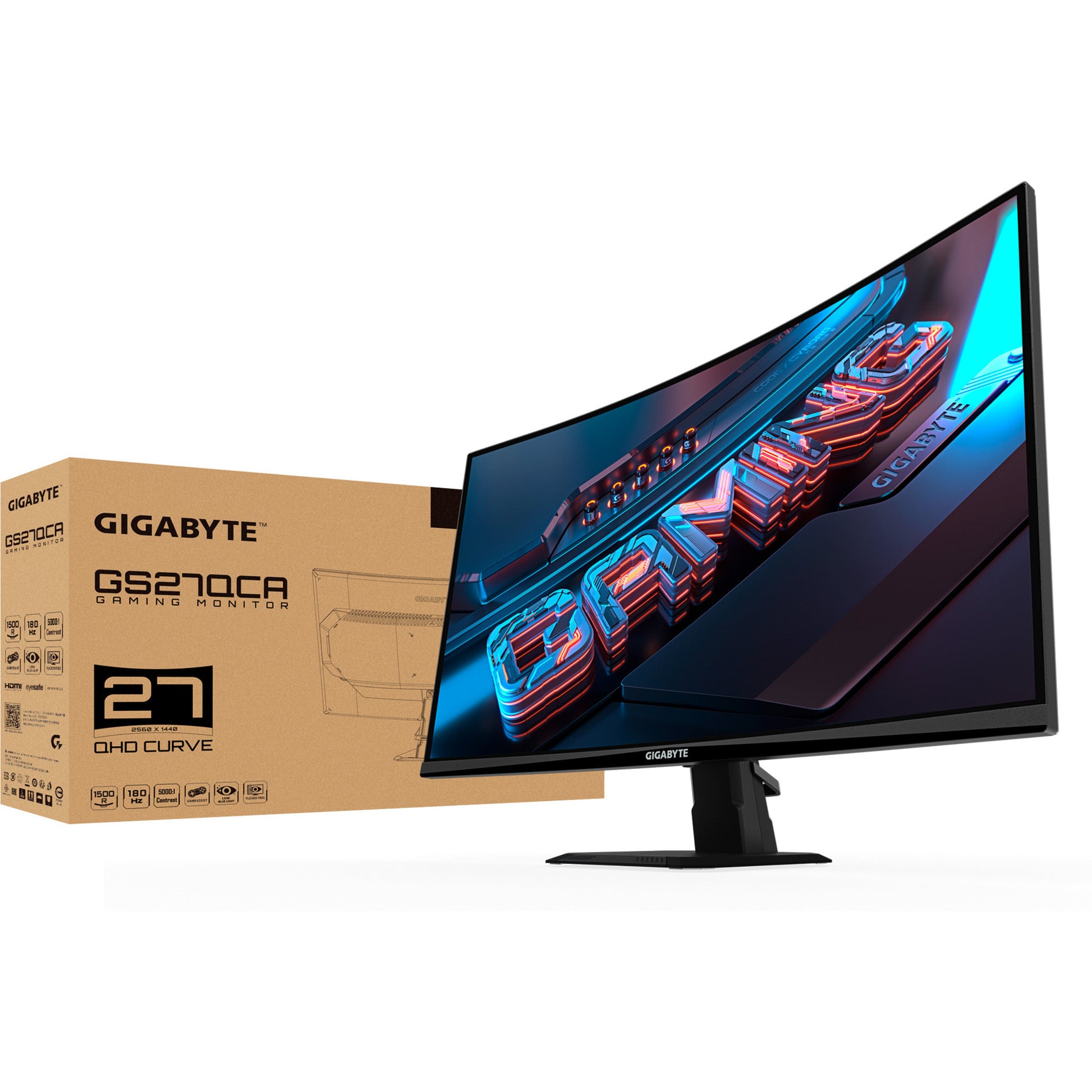 Gigabyte gs27qca 27 curved gaming monitor (zwart, 2x hdmi, displayport, 180 hz)