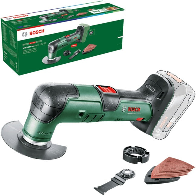 Bosch universalmulti 18v-32 multifunctioneel gereedschap (groen zwart, accu en oplader niet inbegrepen)
