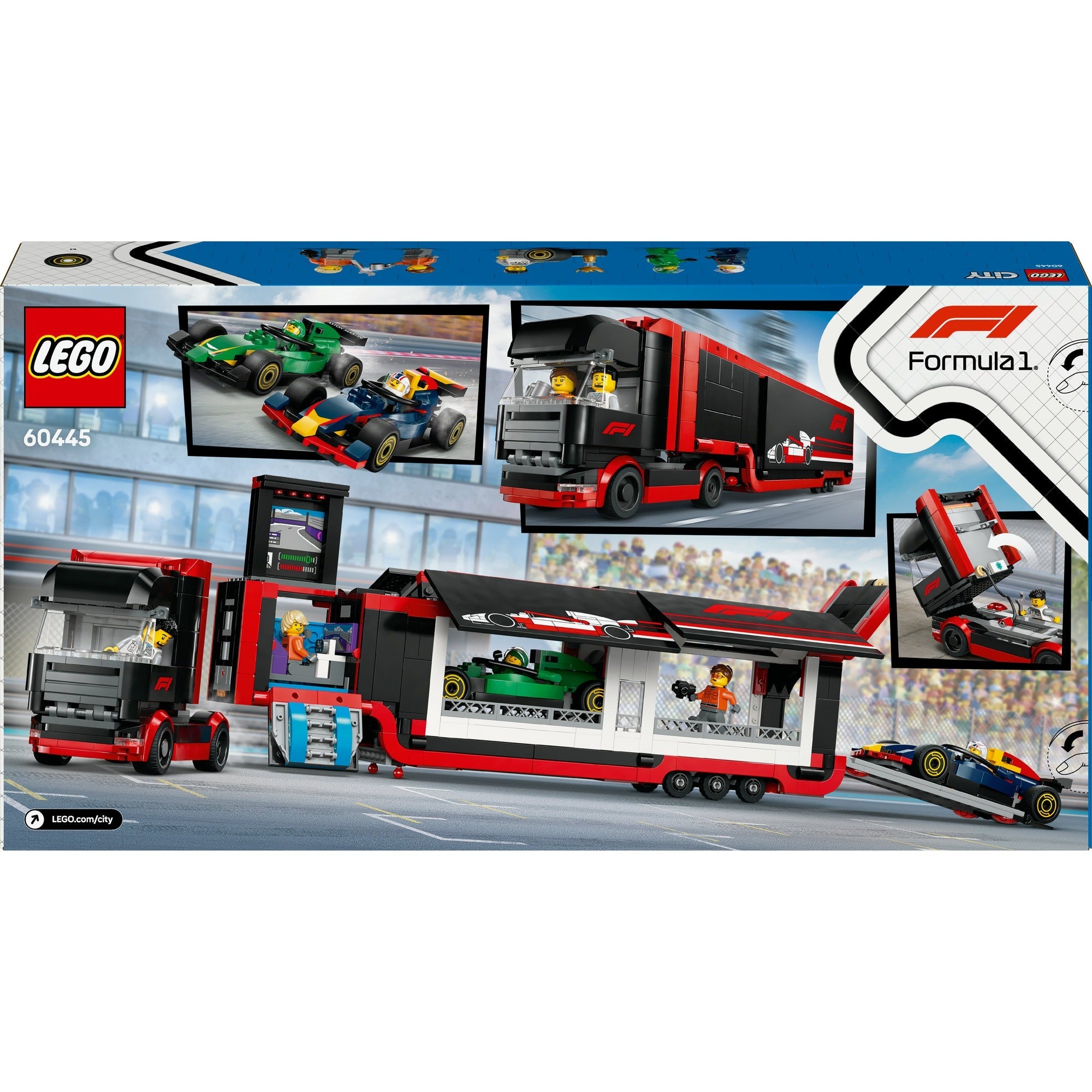 Lego City 60445 F1 Truck mit RB20 und AMR24 F1 Autos