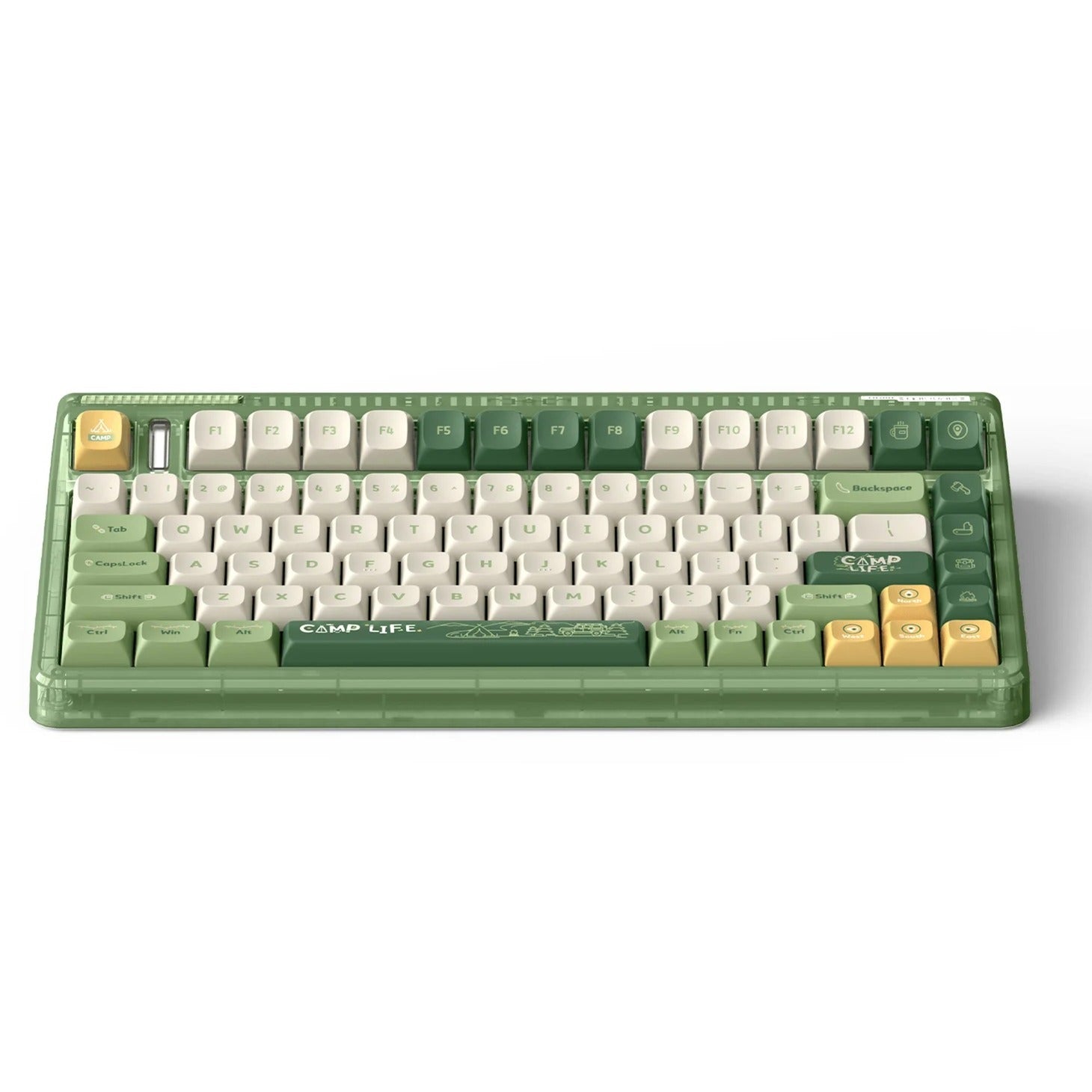 Iqunix og80 camping wireless mechanical keyboard (groen, us lay-out (qwerty), cherry mx red, 80% (tkl), rgb leds, hot-swappable, pbt, 2.4ghz | bluetooth 5.1 | usb-c)