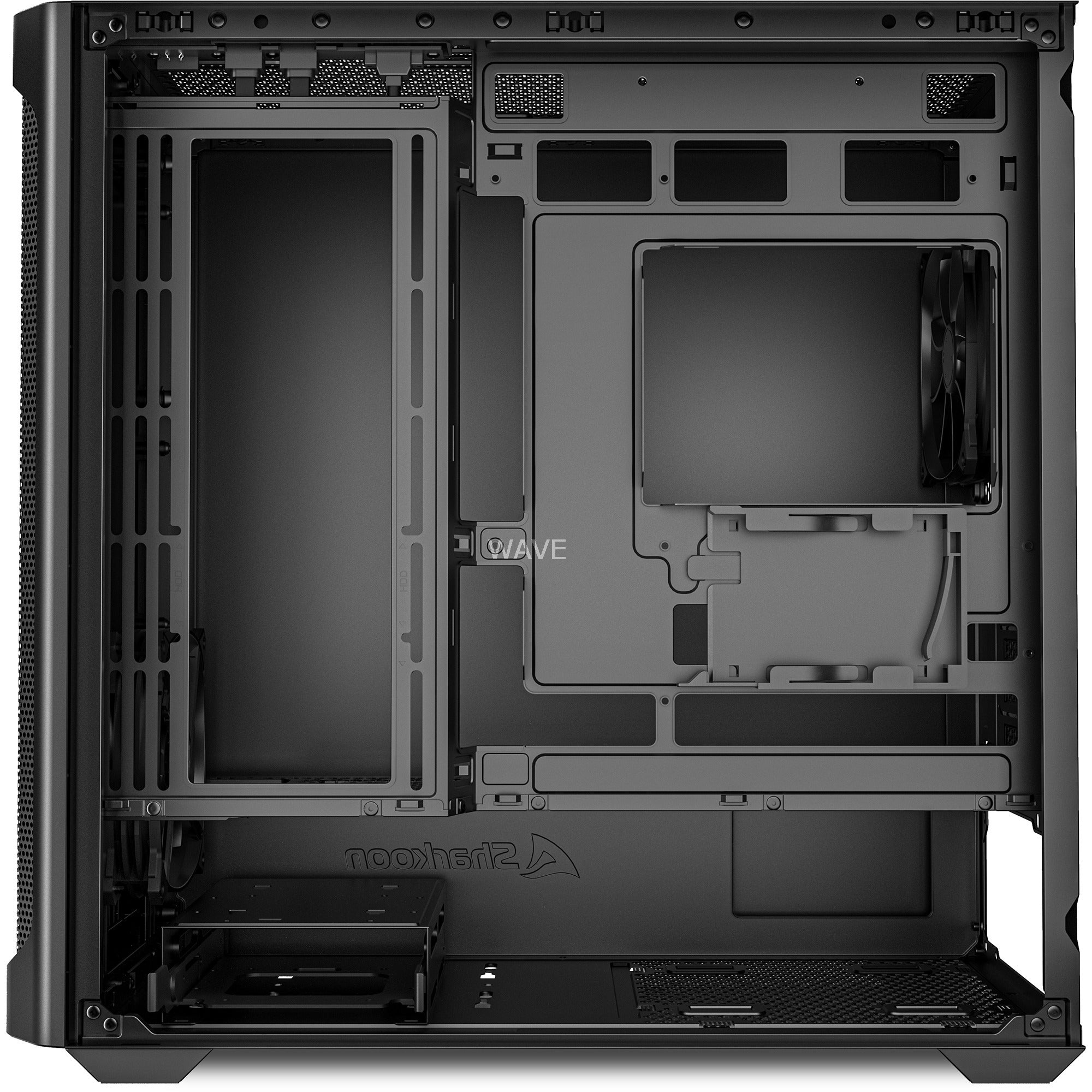 Sharkoon mk4 rgb strip mini tower behuizing (zwart | 2x usb-a | 1x usb-c | rgb)