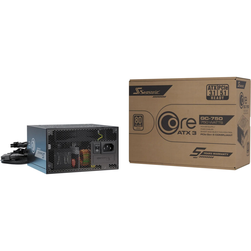 Seasonic core gc-750 atx 3.1 750 watt voeding (zwart, 1x 12v-2x6, 2x pcie)