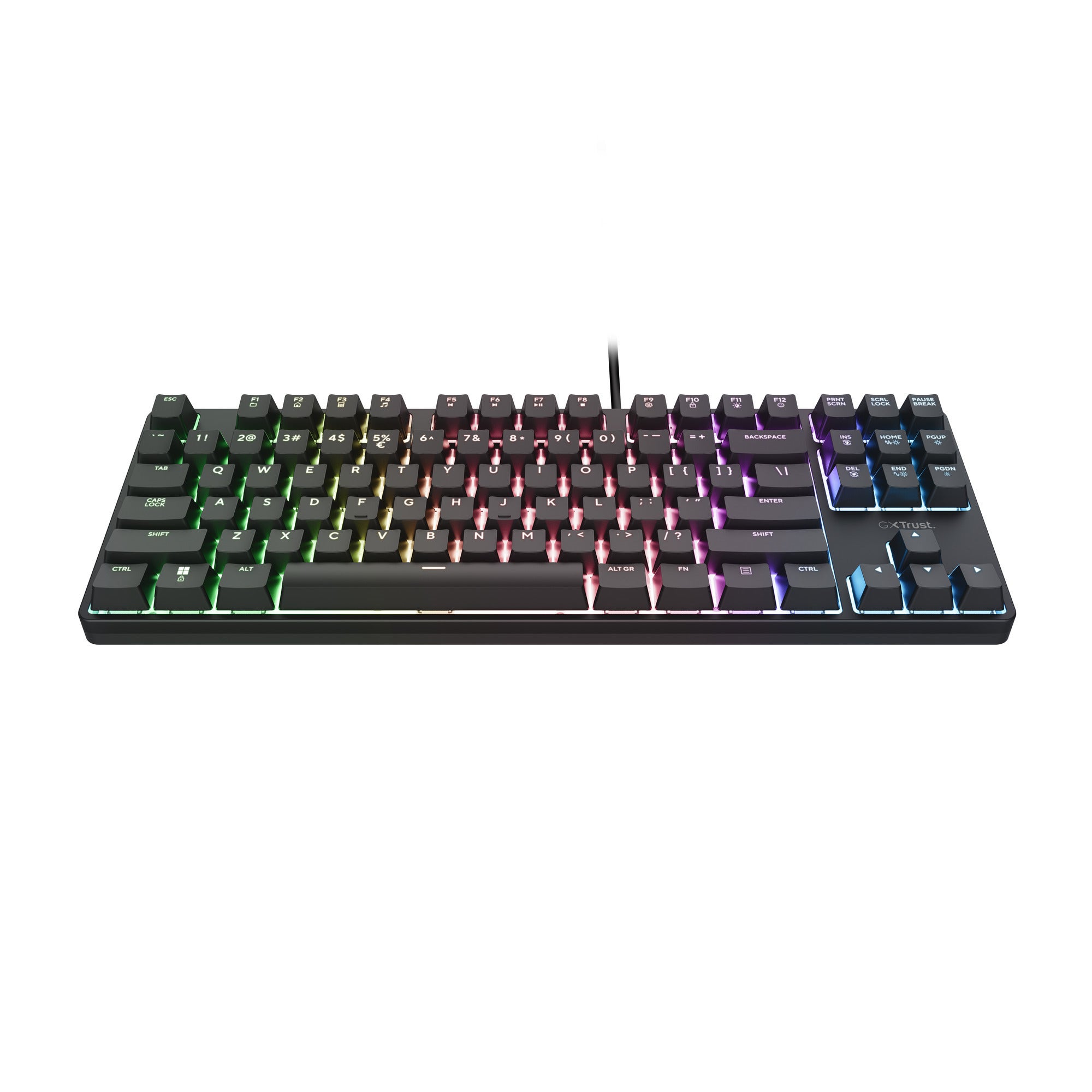 Trust gxt 864 cada compact mechanisch tkl-gamingtoetsenbord (zwart, us lay-out (qwerty), huano brown, rgb)