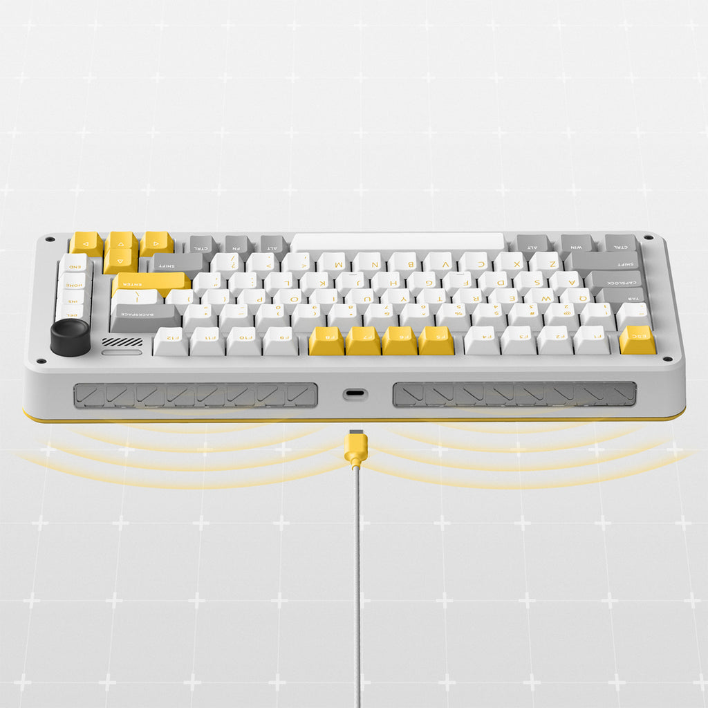 Ty iqunix zx75 gravi wave wireless mechanical keyboard (grijs, us lay-out (qwer), gateron red, 75%, rgb leds, hot-swappable, double-shot pbt, 2.4ghz | bluetooth 5.1 | usb-c)