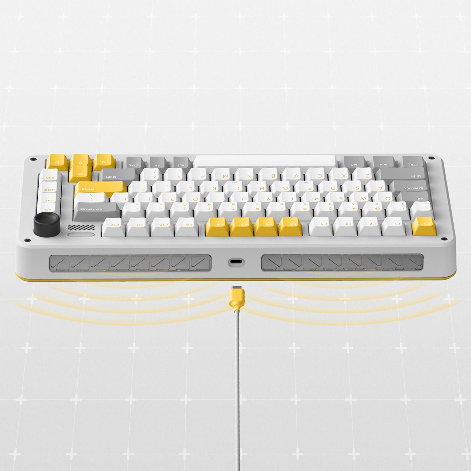 Ty iqunix zx75 gravi wave wireless mechanical keyboard (grijs, us lay-out (qwer), gateron red, 75%, rgb leds, hot-swappable, double-shot pbt, 2.4ghz | bluetooth 5.1 | usb-c)