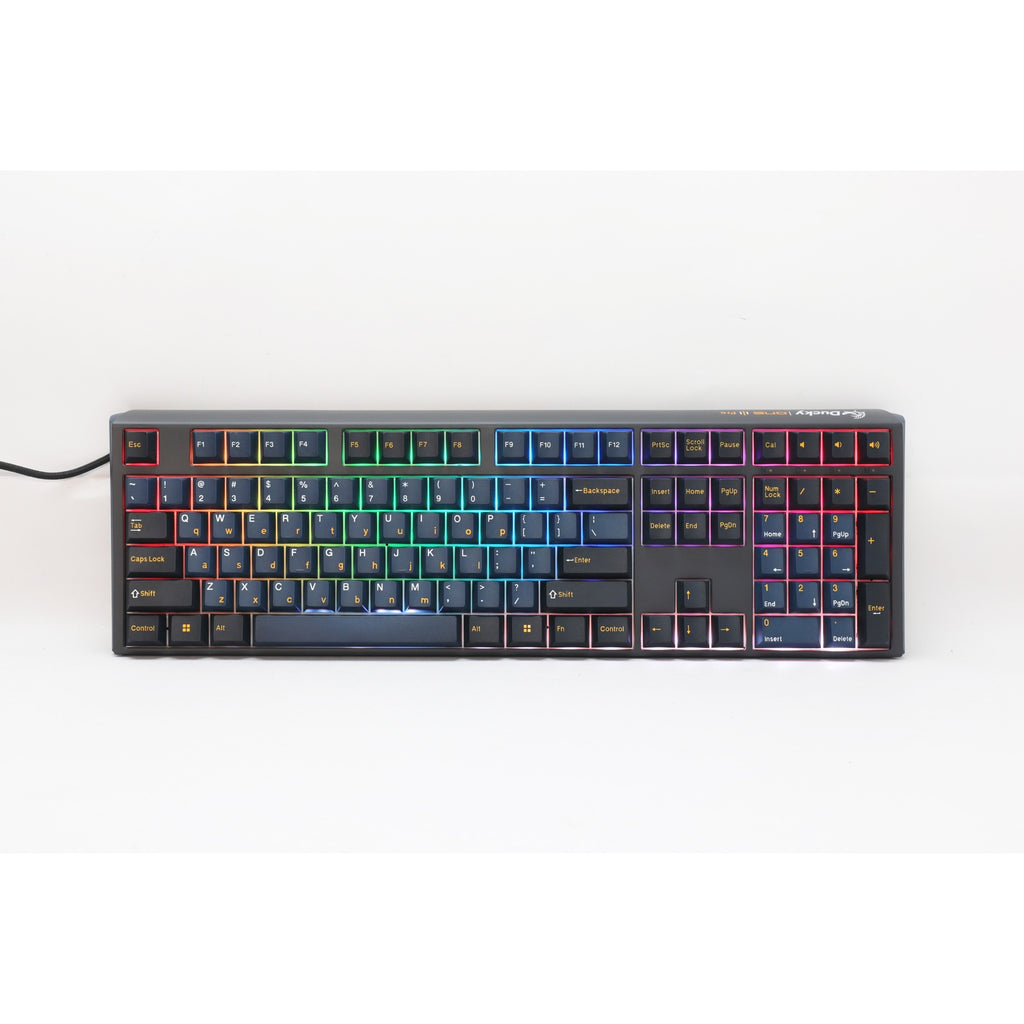 Ducky one 3 pro, gaming toetsenbord (zwart, us lay-out, cherry mx2a blue, rgb led, double-shot pbt, quack mechanics, hot swap)