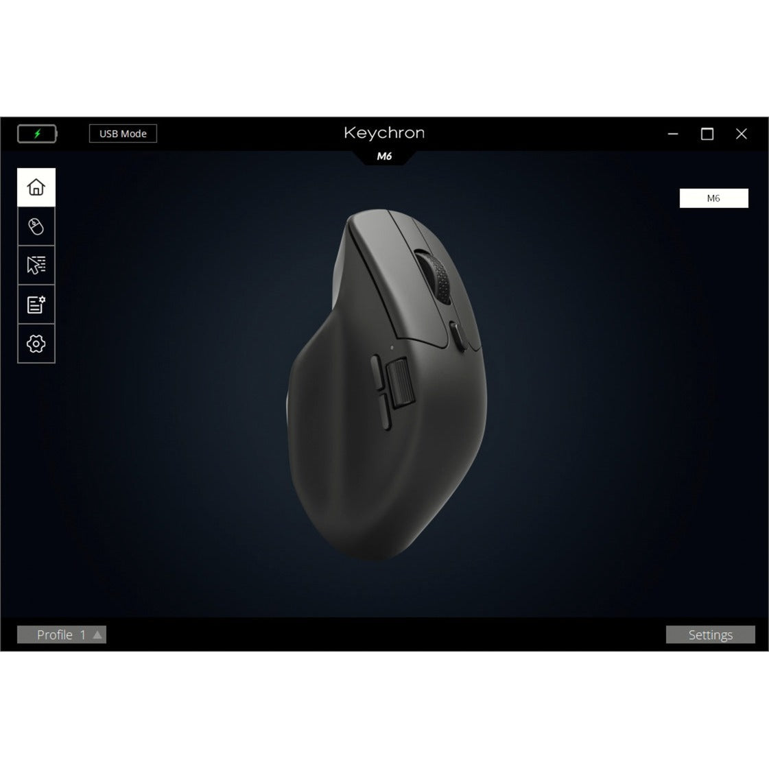 Keychron m6-a1 wireless mouse (zwart, 100 - 26000 dpi, usb-c bluetooth 5.1 2.4 ghz)