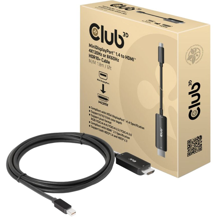 Club 3d mini displayport 1.4 naar hdmi kabel (zwart, 1,8 meter)