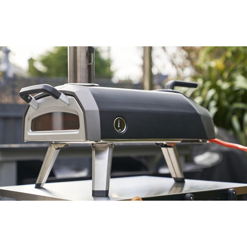 Ooni karu 2 multi-fuel pizza oven pizzaoven (zwart roestvrij staal, 12'' pizza, hout, houtskool en gas)