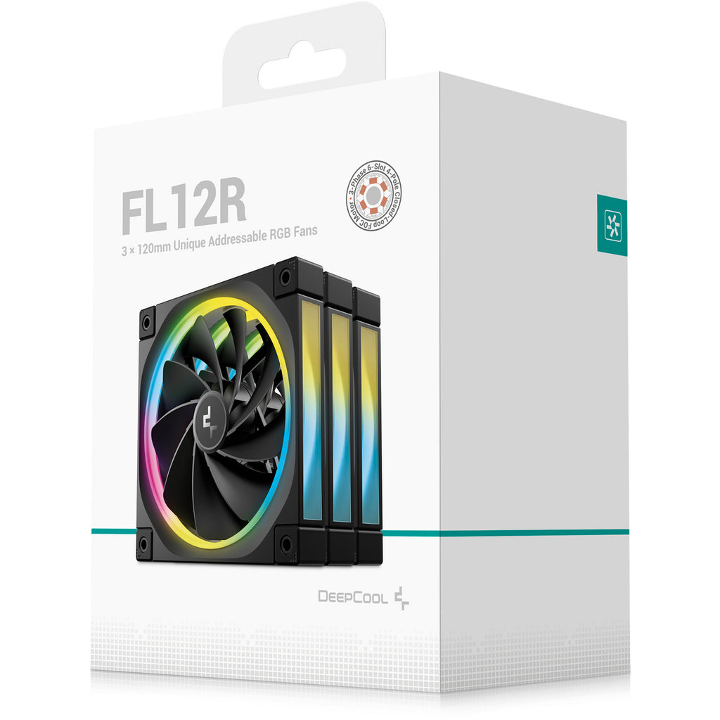 Deepcool fl12r rgb case fans (zwart, 3 stuks, 120 x 120 x 25 mm, pwm)