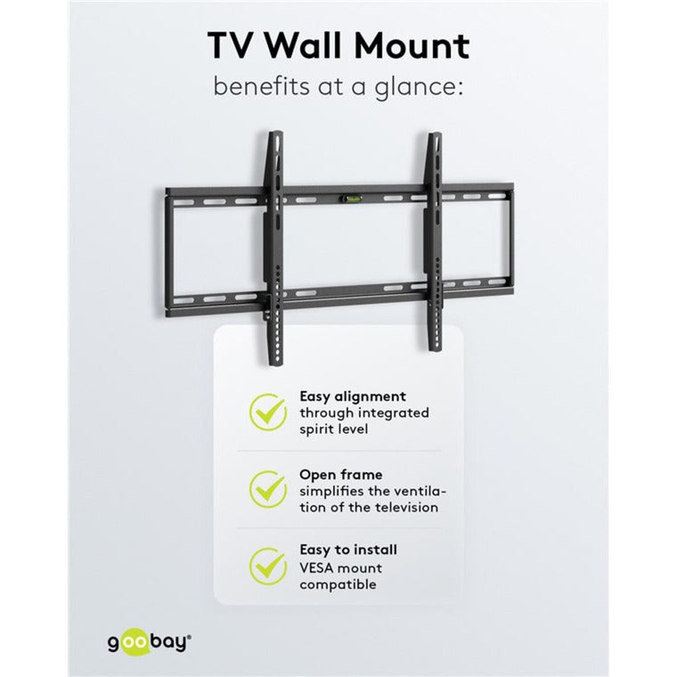 Goobay tv wall mount fixed 43 - 100 inch (109 - 254 cm), max. 70 kg wandmontage (zwart)
