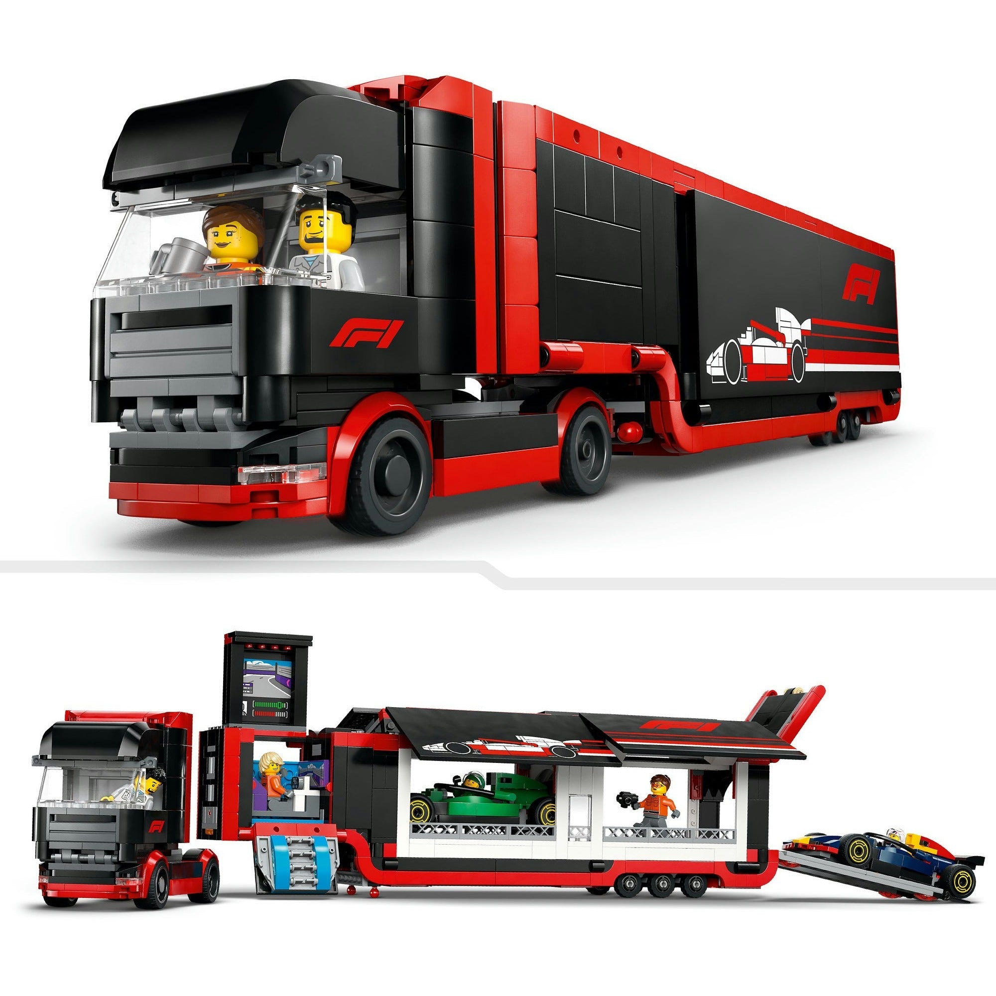 Lego City 60445 F1 Truck mit RB20 und AMR24 F1 Autos