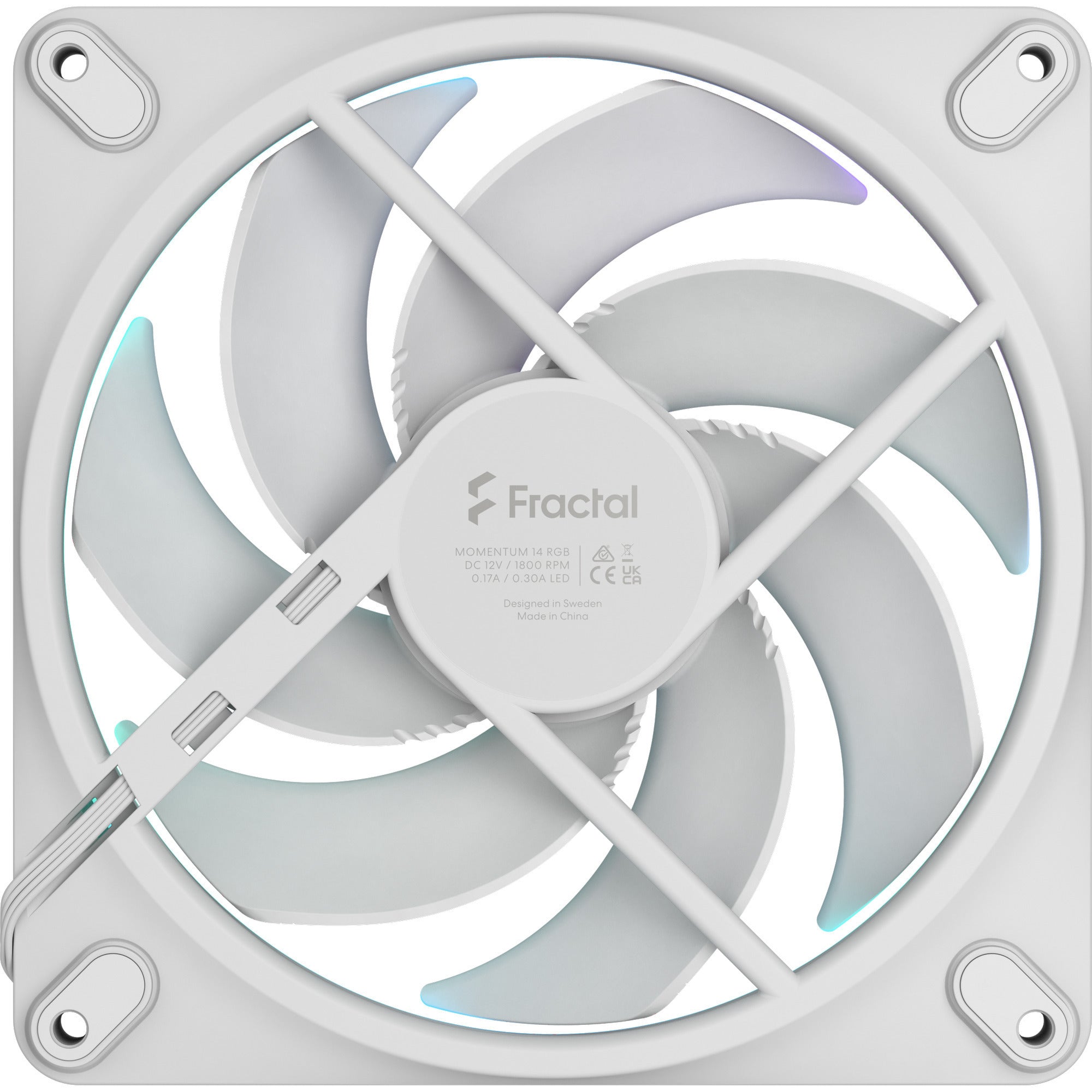 Fractal design momentum 14 rgb case fan (wit, 140 x 140 x 25 mm, pwm)