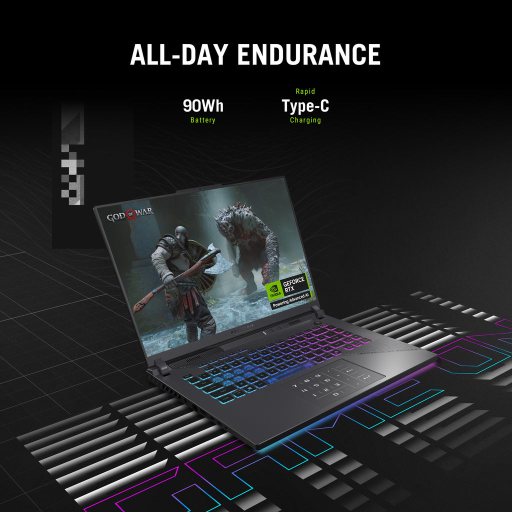 Asus rog strix g16 g614fr-s5252w 16 gaming laptop (grijs groen | r9 9955hx | rtx 5070 ti | 16 gb | 1 tb ssd)