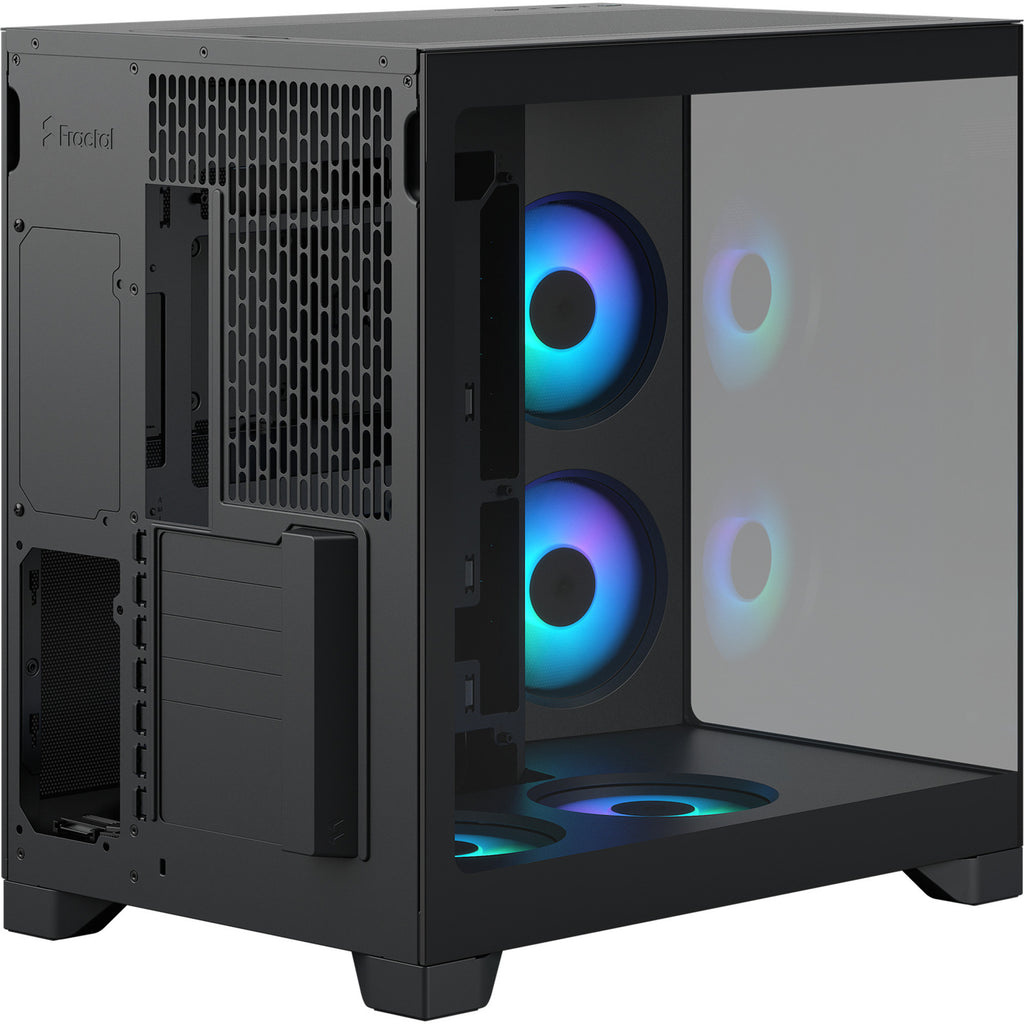 Fractal design pop 2 vision rgb midi tower behuizing (zwart | 1x usb-a | 1x usb-c | rgb | tempered glass)