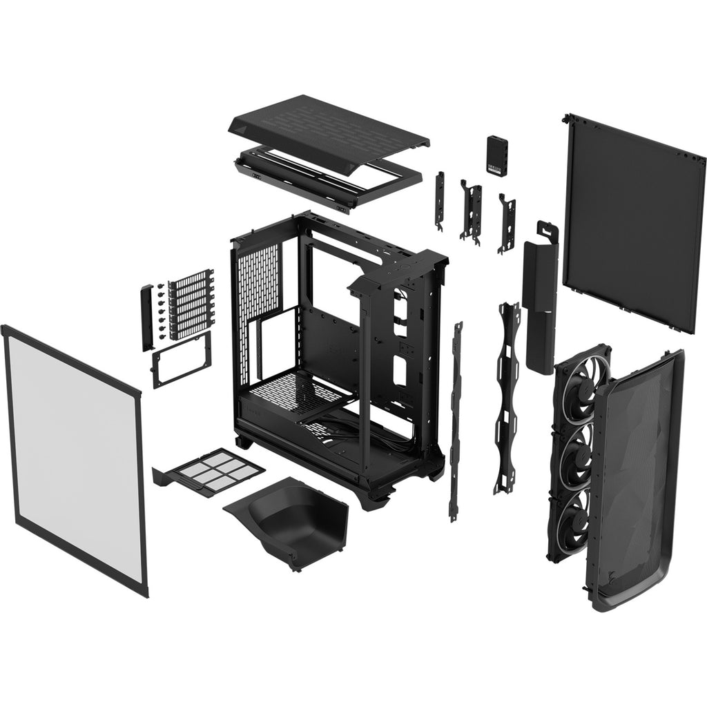 Fractal design meshify 3 rgb midi tower behuizing (zwart | 2x usb-a | 1x usb-c | rgb | tempered glass)